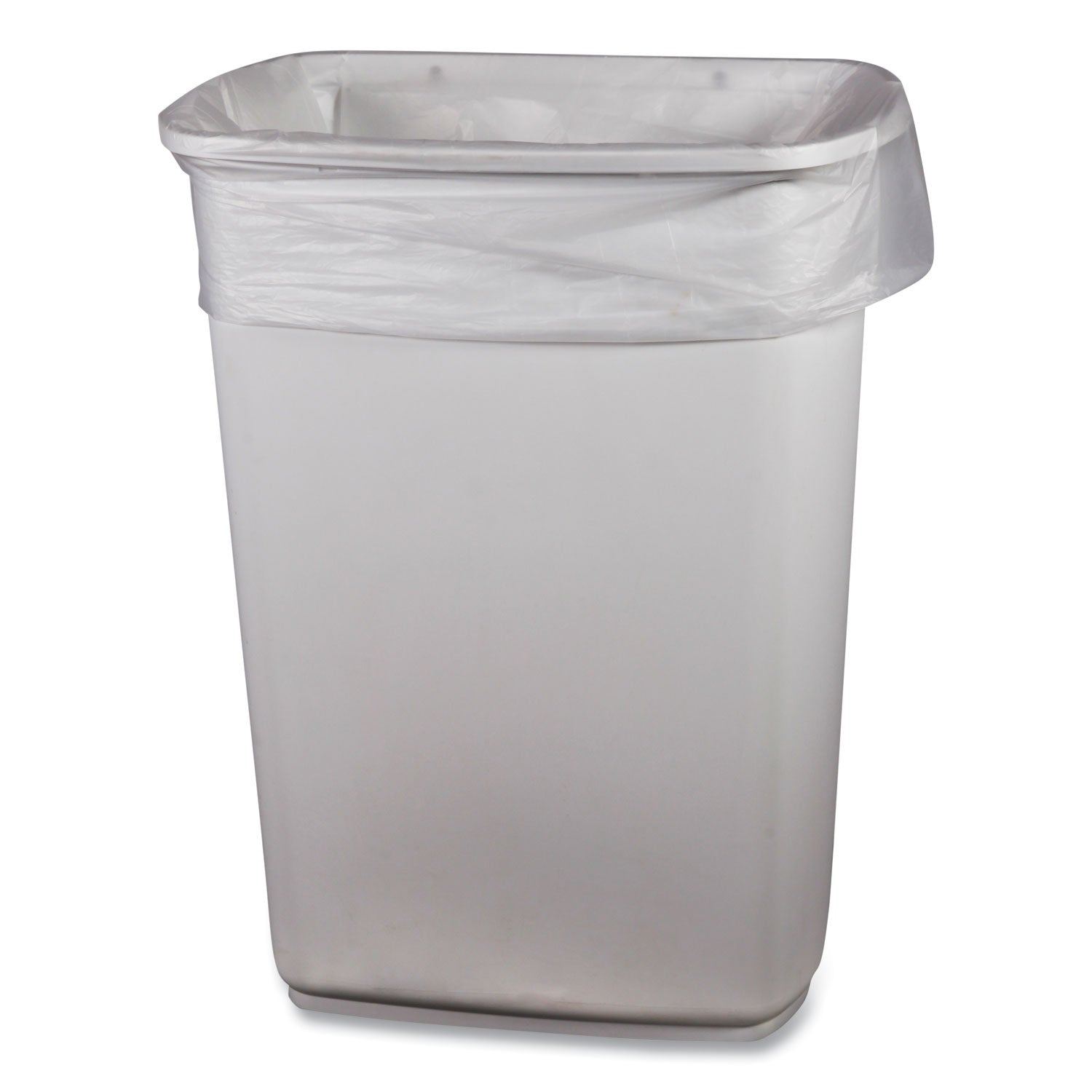 Boardwalk® Low-Density Waste Can Liners, 23 gal, 0.9 mil, 28" x 45", Clear, Perforated Roll, 25 Bags/Roll, 8 Rolls/Carton