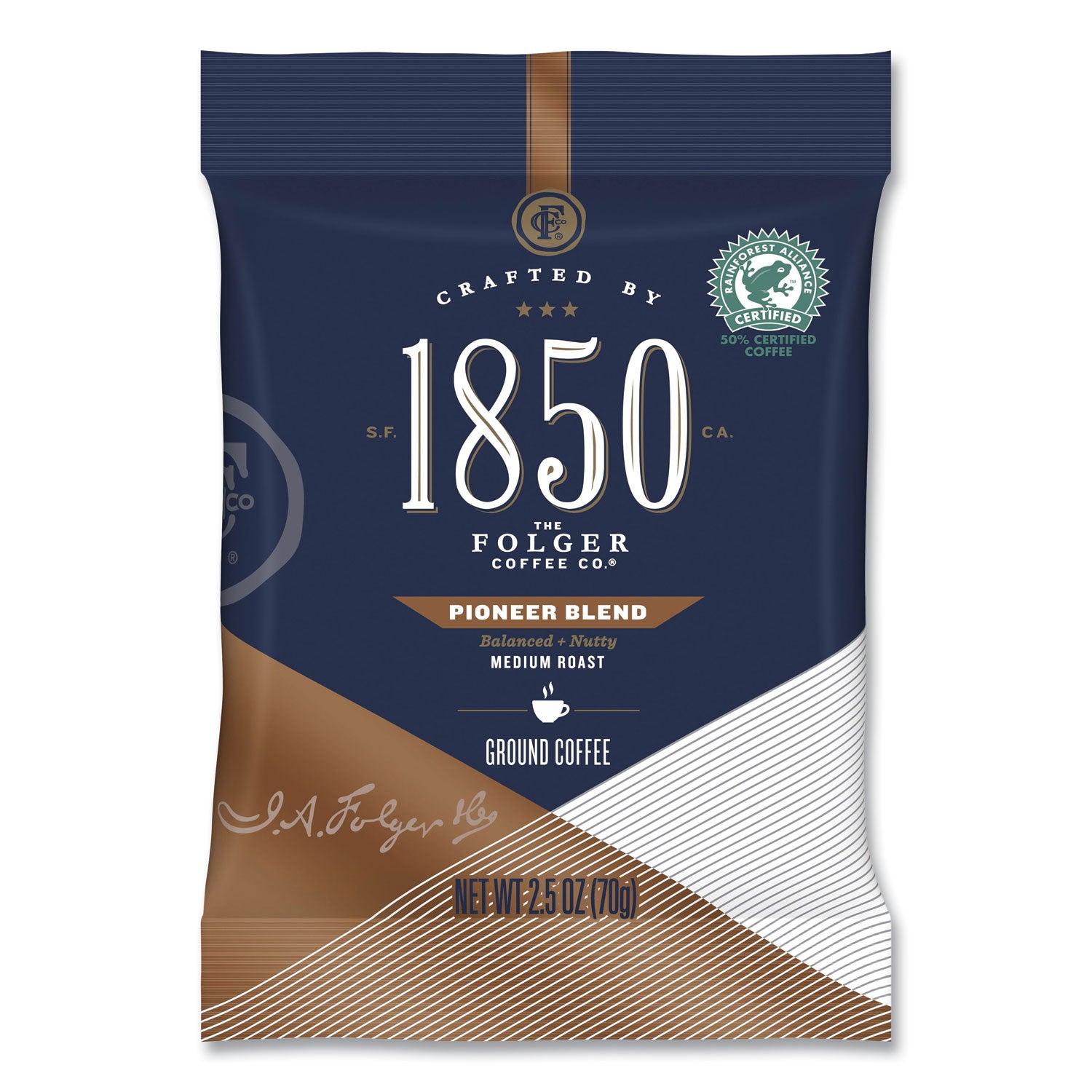 1850 Coffee Fraction Packs, Pioneer Blend, Medium Roast, 2.5 oz Pack, 24 Packs/Carton