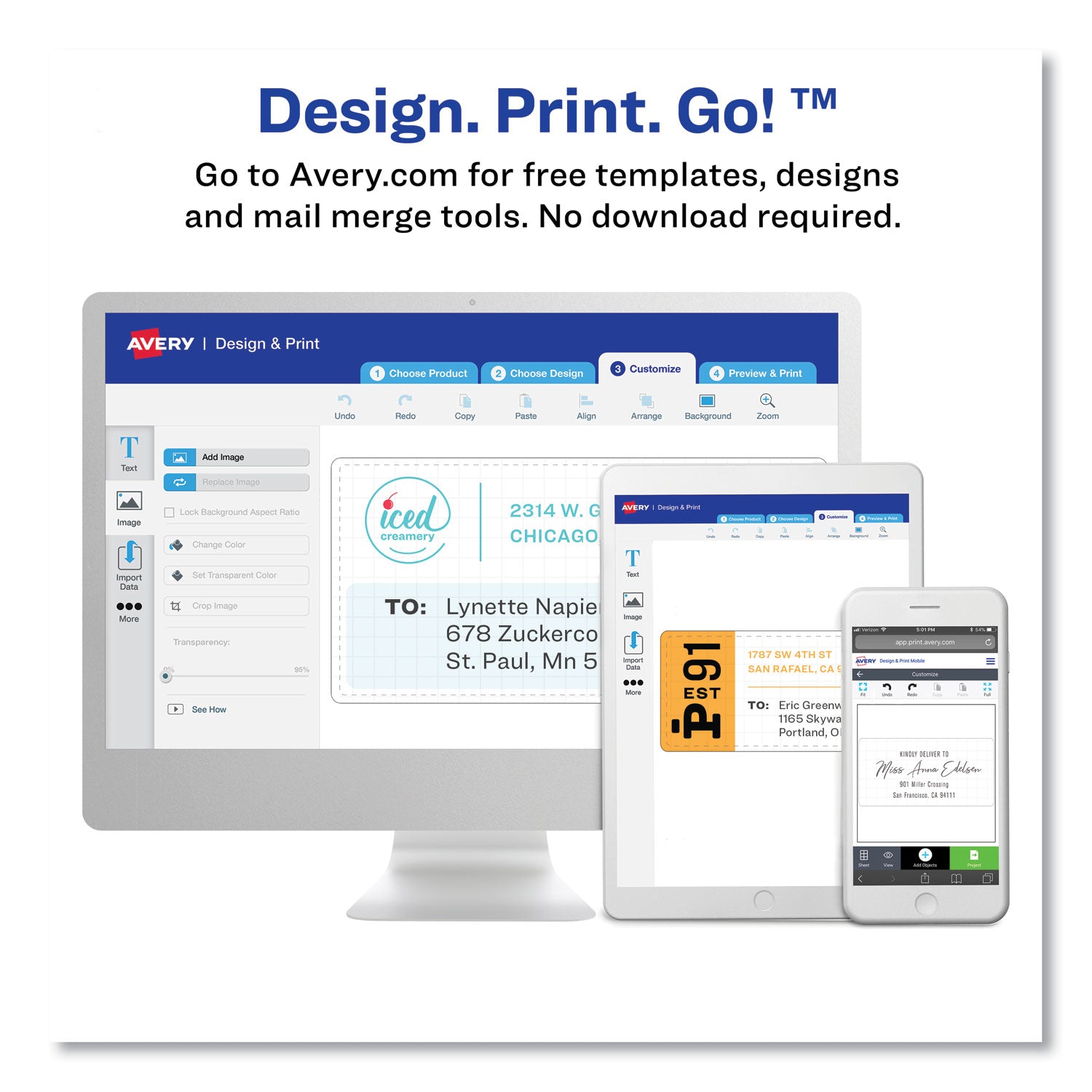 Avery® White Easy Peel Mailing Labels with Metallic Border, Inkjet/Laser Printers, 1 x 2.63, White, 30/Sheet, 10 Sheets/Pack