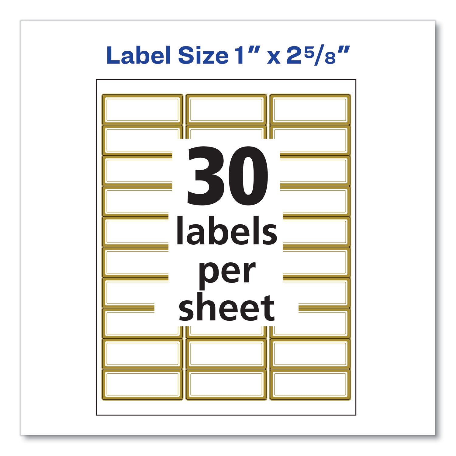 Avery® White Easy Peel Mailing Labels with Metallic Border, Inkjet/Laser Printers, 1 x 2.63, White, 30/Sheet, 10 Sheets/Pack