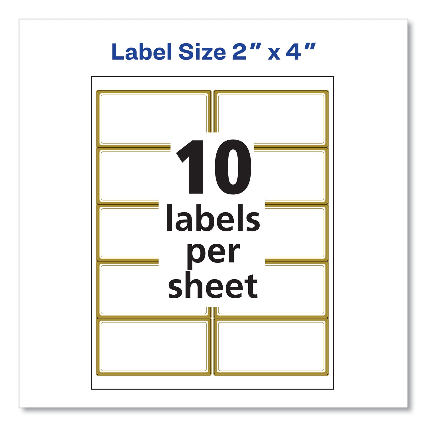 Avery® White Easy Peel Mailing Labels with Metallic Border, Inkjet/Laser Printers, 2 x 4, White, 10/Sheet, 10 Sheets/Pack