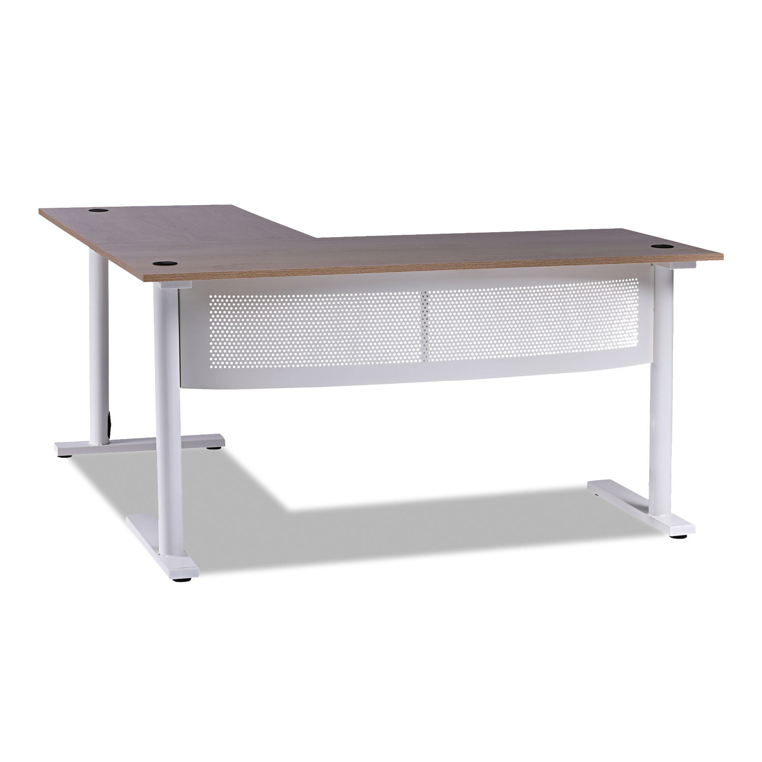 L-Shaped Writing Desk, 59.05" x 59.05" x 29.53", Beigewood/White