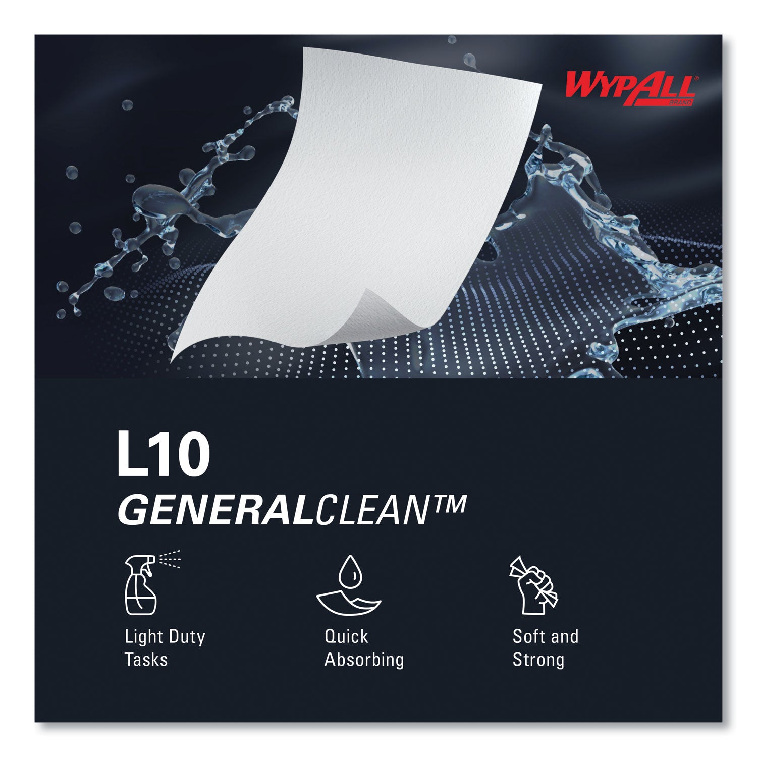 WypAll® L10 SANI-PREP Dairy Towels, Banded, 2-Ply, 9.3 x 10.5, Unscented, White, 200/Pack, 12 Packs/Carton