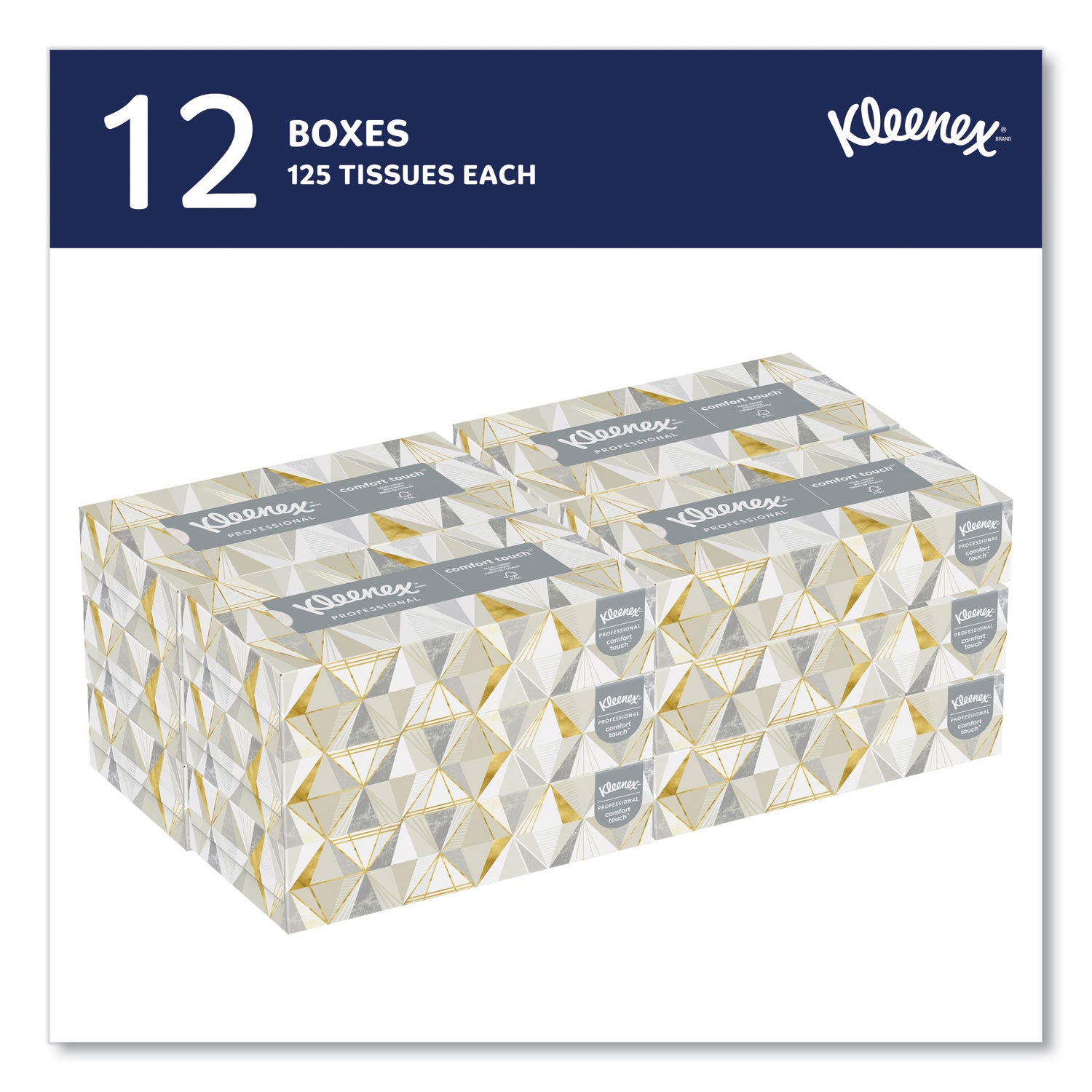 Kleenex® White Facial Tissue for Business, 2-Ply, 125 Sheets/Box, 12 Boxes/Carton