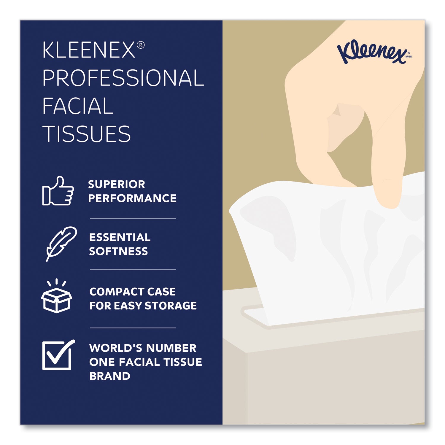 Kleenex® White Facial Tissue for Business, 2-Ply, 125 Sheets/Box, 12 Boxes/Carton