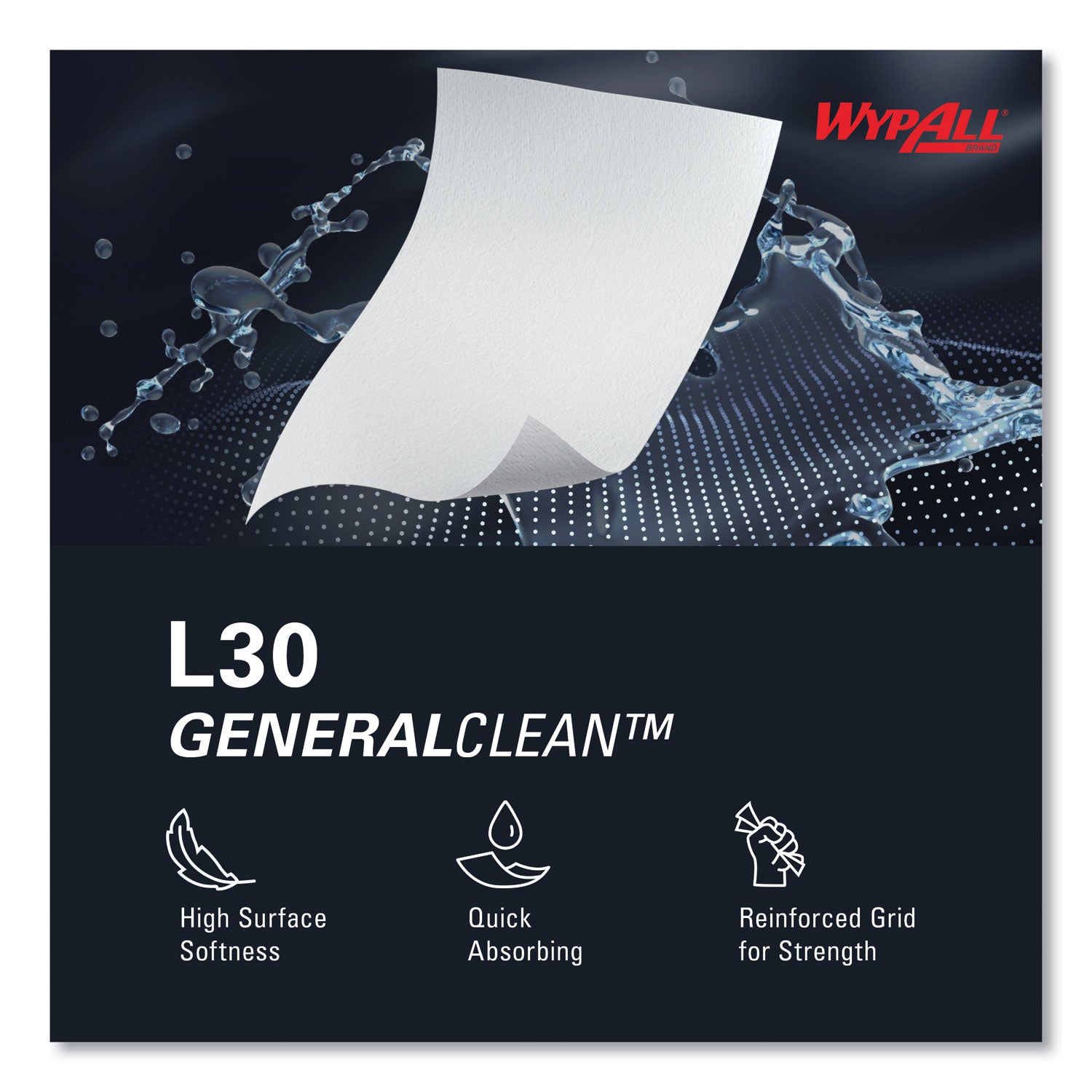 WypAll® L30 Towels, POP-UP Box, 16.4 x 9.8, White, 100/Box, 8 Boxes/Carton