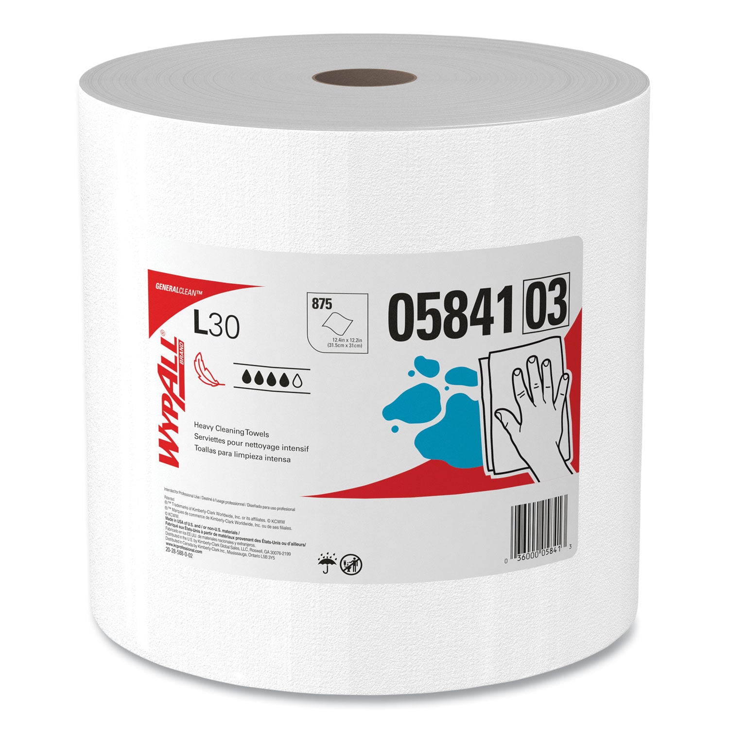 L30 Towels, 12.4 x 12.2, White, 875/Roll