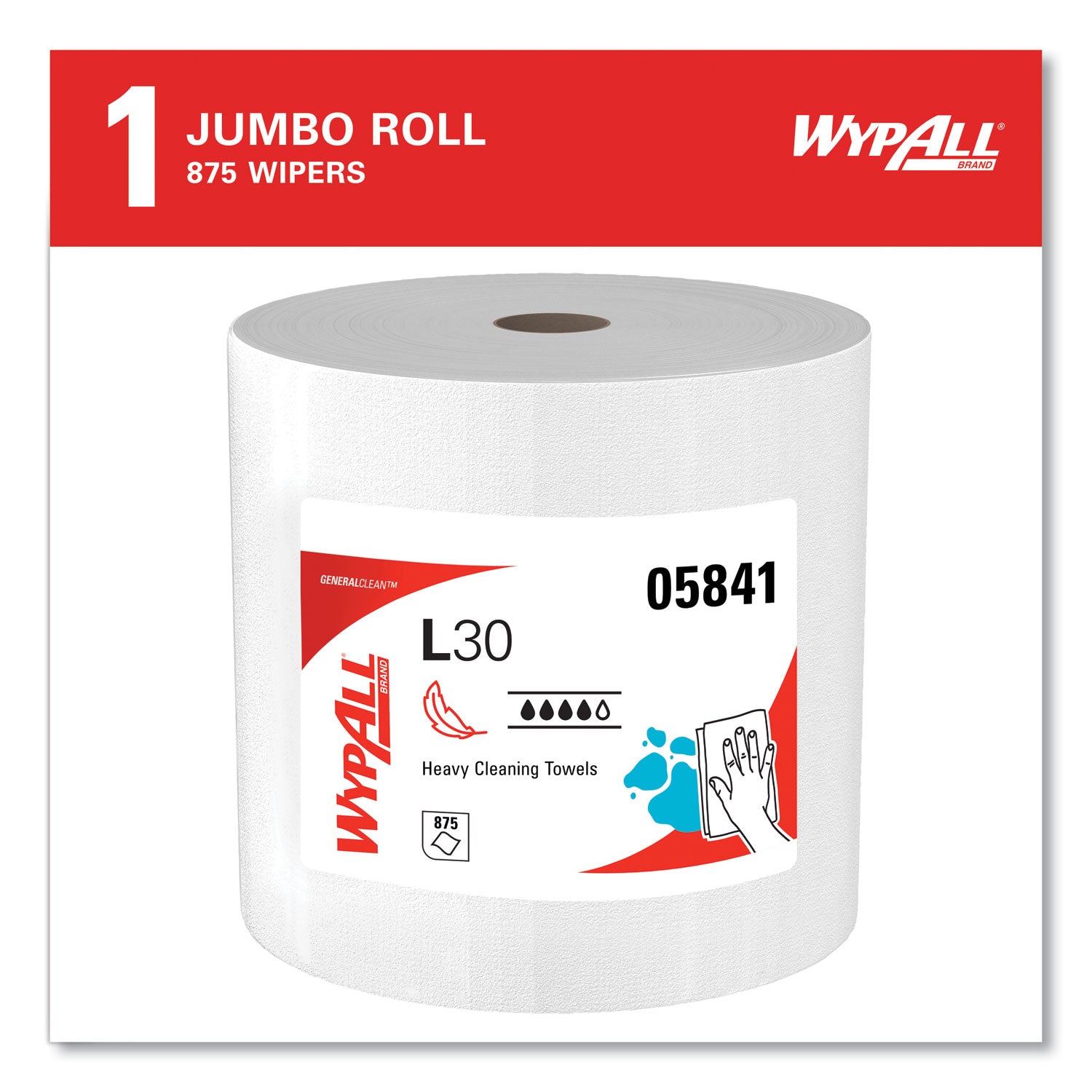 WypAll® L30 Towels, 12.4 x 12.2, White, 875/Roll