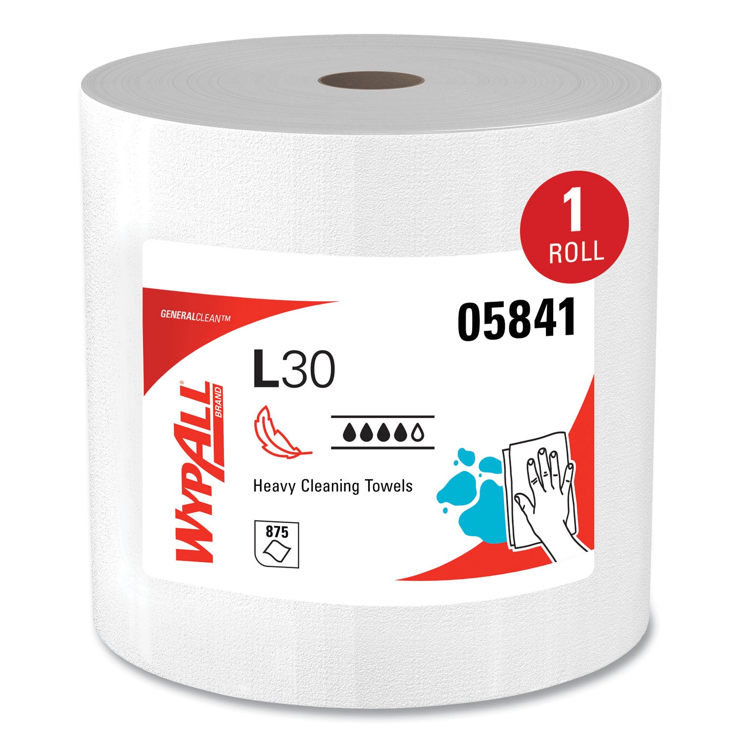 WypAll® L30 Towels, 12.4 x 12.2, White, 875/Roll