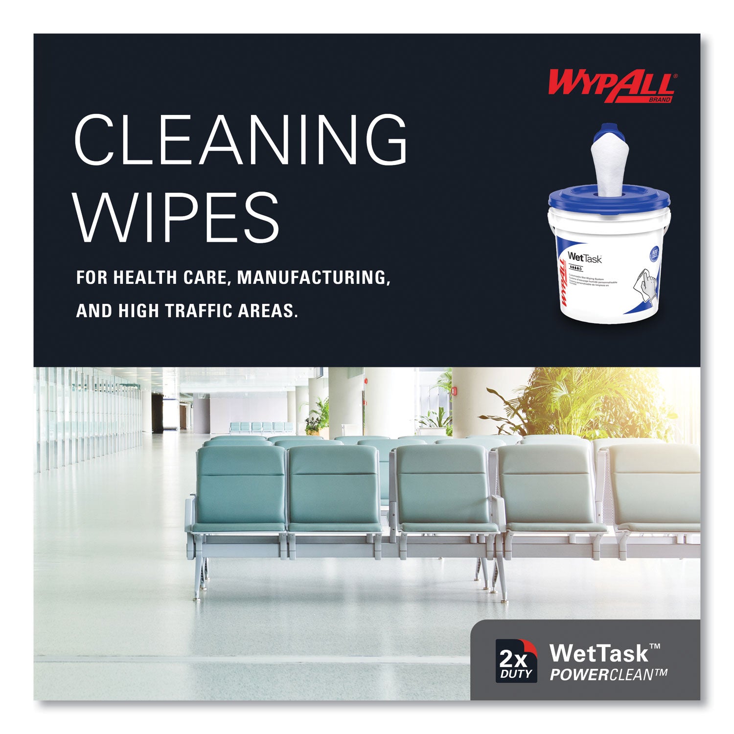 WypAll® Power Clean Wipers for Solvents WetTask Customizable Wet Wiping System, Wipers Only, 9 x 15, White, 275/Roll, 2 Rolls/Carton