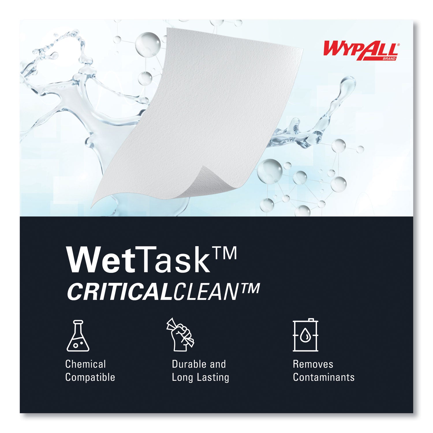 WypAll® Critical Clean Wipers for Bleach, Disinfectants, Sanitizers WetTask Customizable Wet Wiping System, w/Bucket,140/Roll, 6/CT