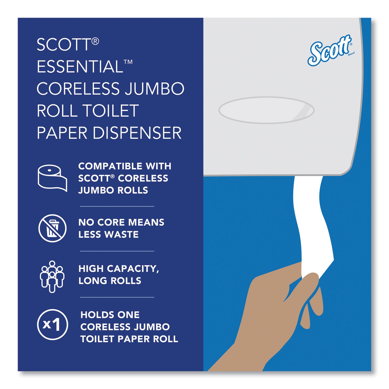 Essential Coreless Jumbo Roll Tissue Dispenser, 14.25 x 6 x 9.75, White Scott® Flipcost