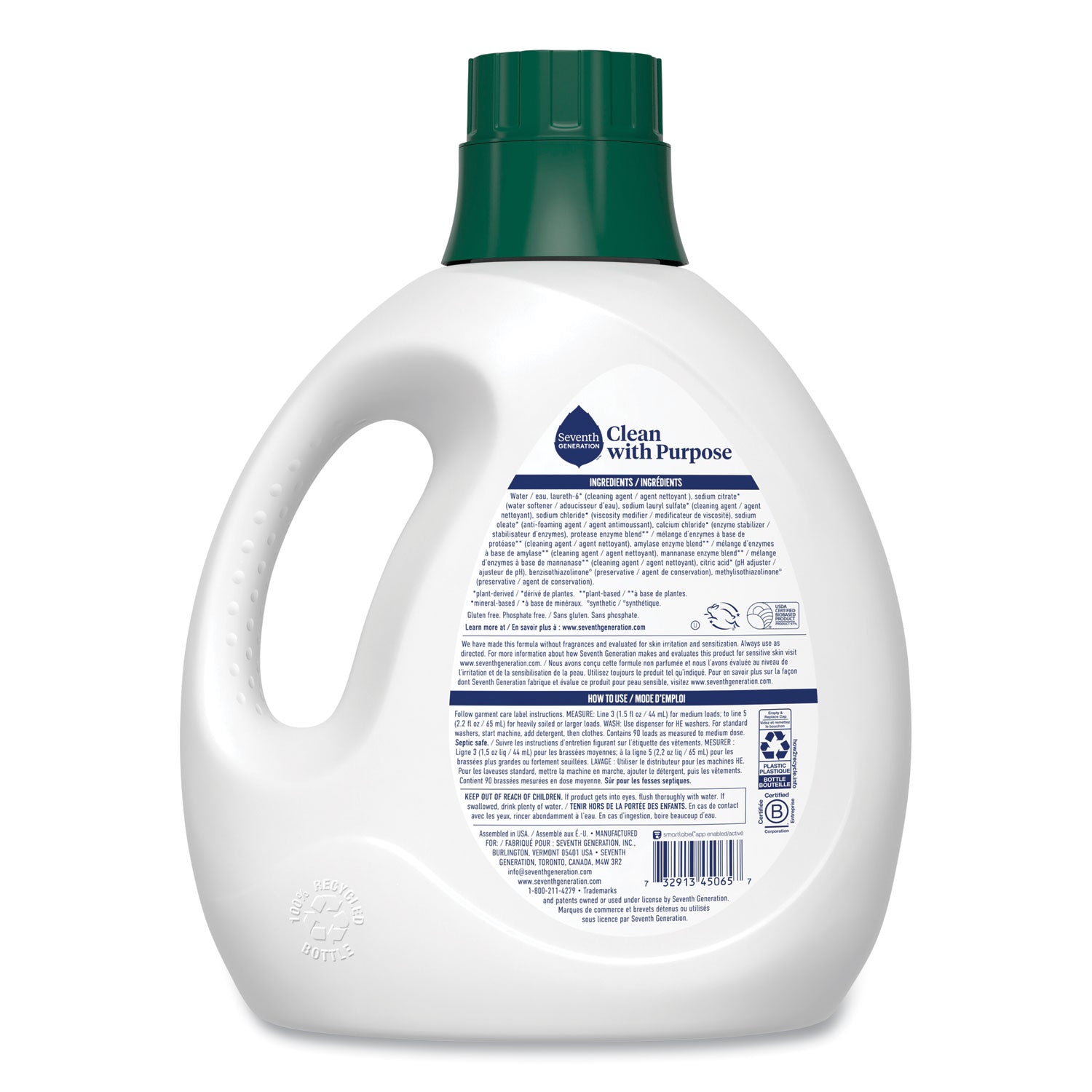 Seventh Generation® Natural Liquid Laundry Detergent, Fragrance Free, 135 oz Bottle