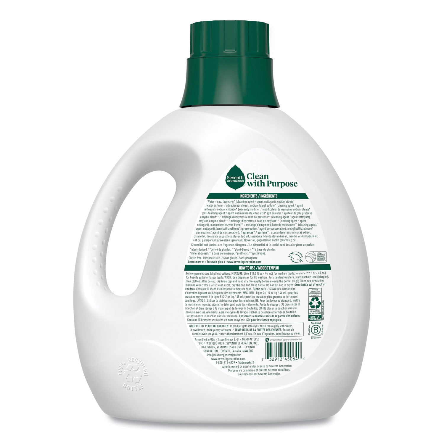 Seventh Generation® Natural Liquid Laundry Detergent, Fresh Lavender Scent, 135 oz Bottle