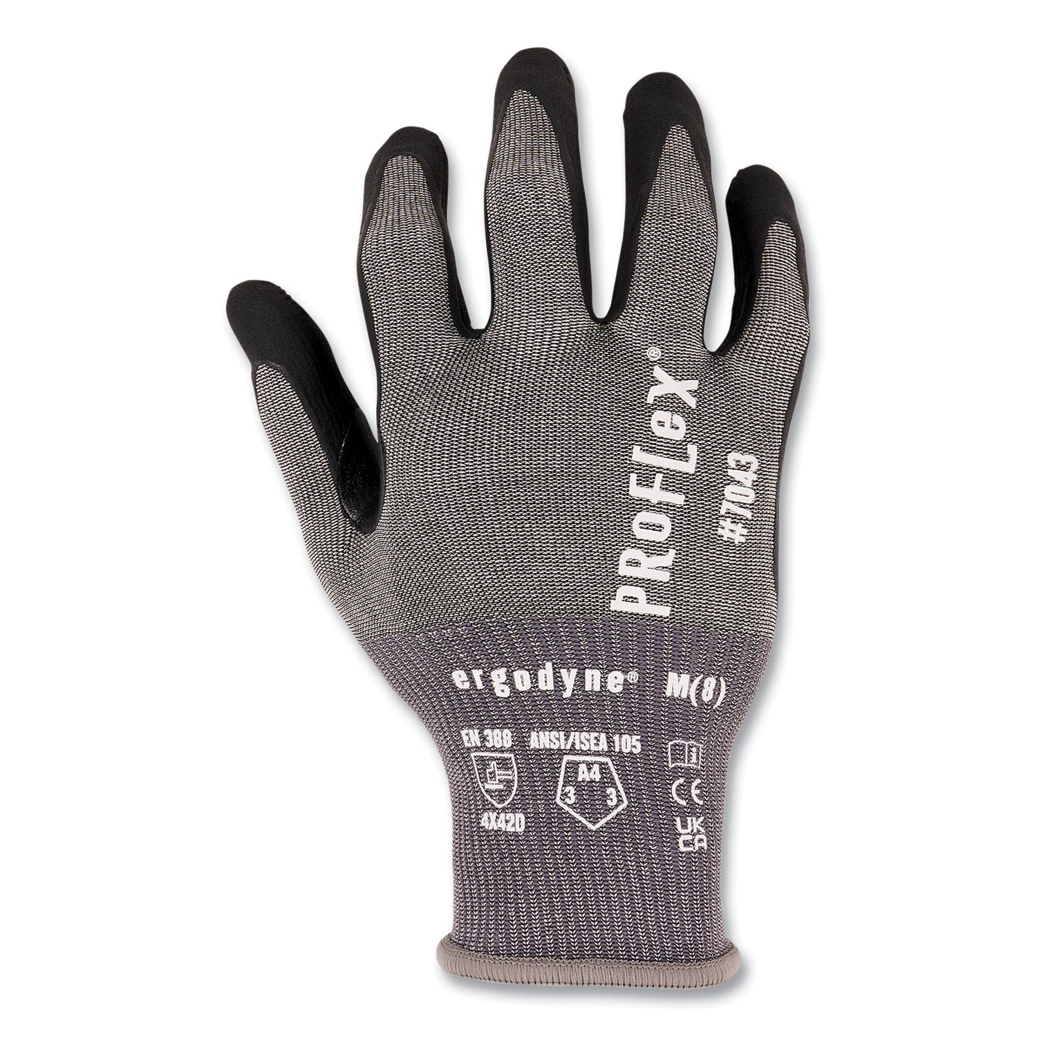 Ergodyne® ProFlex 7043 ANSI A4 Nitrile Coated CR Gloves, Gray, Large, 12 Pairs