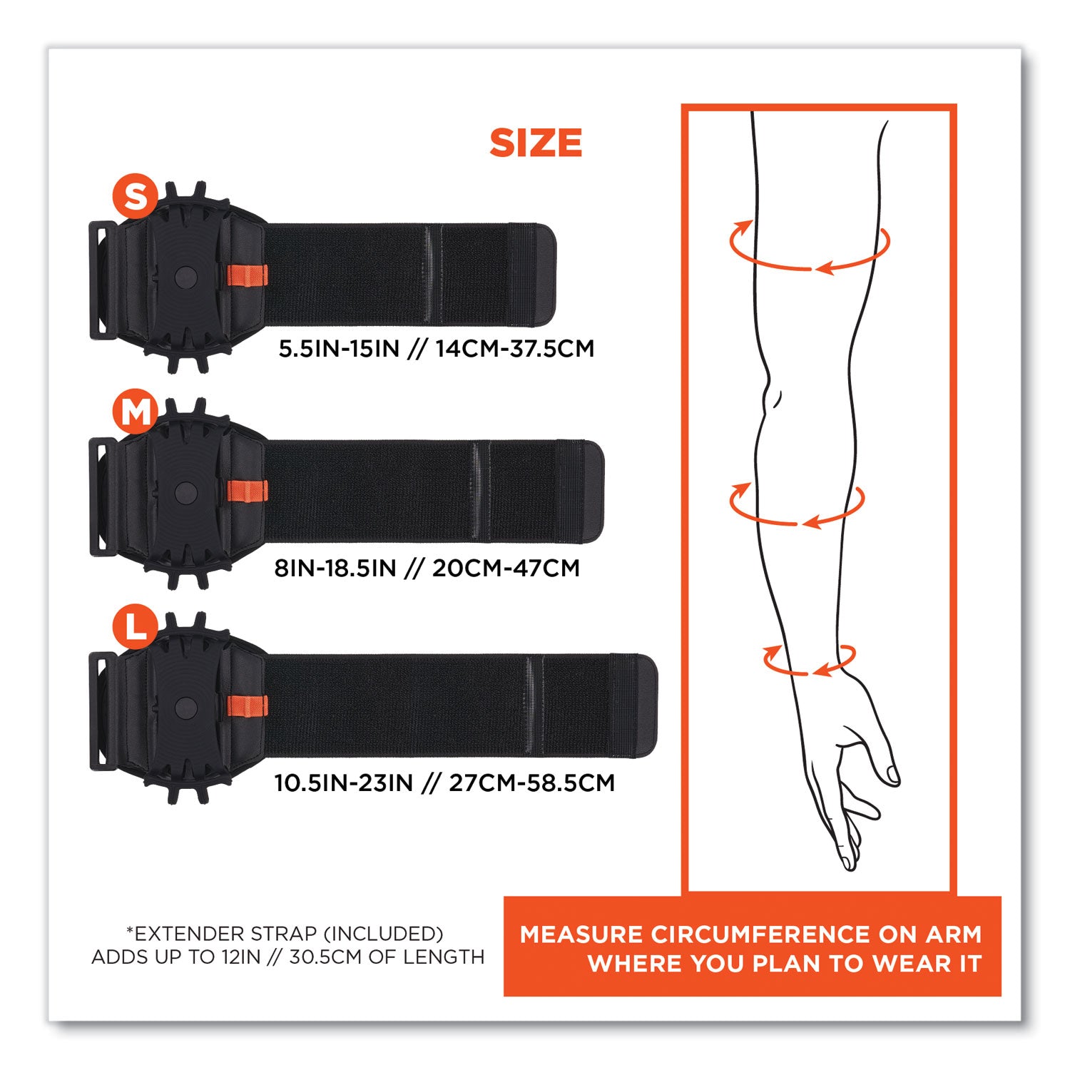 Ergodyne® Squids 5545 Arm and Wrist Scanner Mount, Medium, 7 x 8.5 x 1.5, Elastic, Black