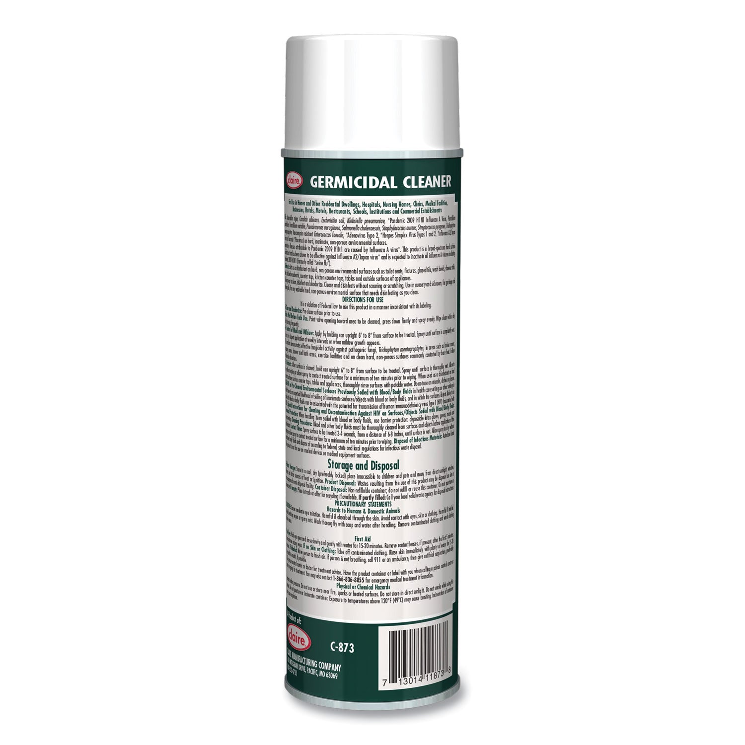 Claire® Germicidal Cleaner, Floral Scent, 19 oz Aerosol Spray