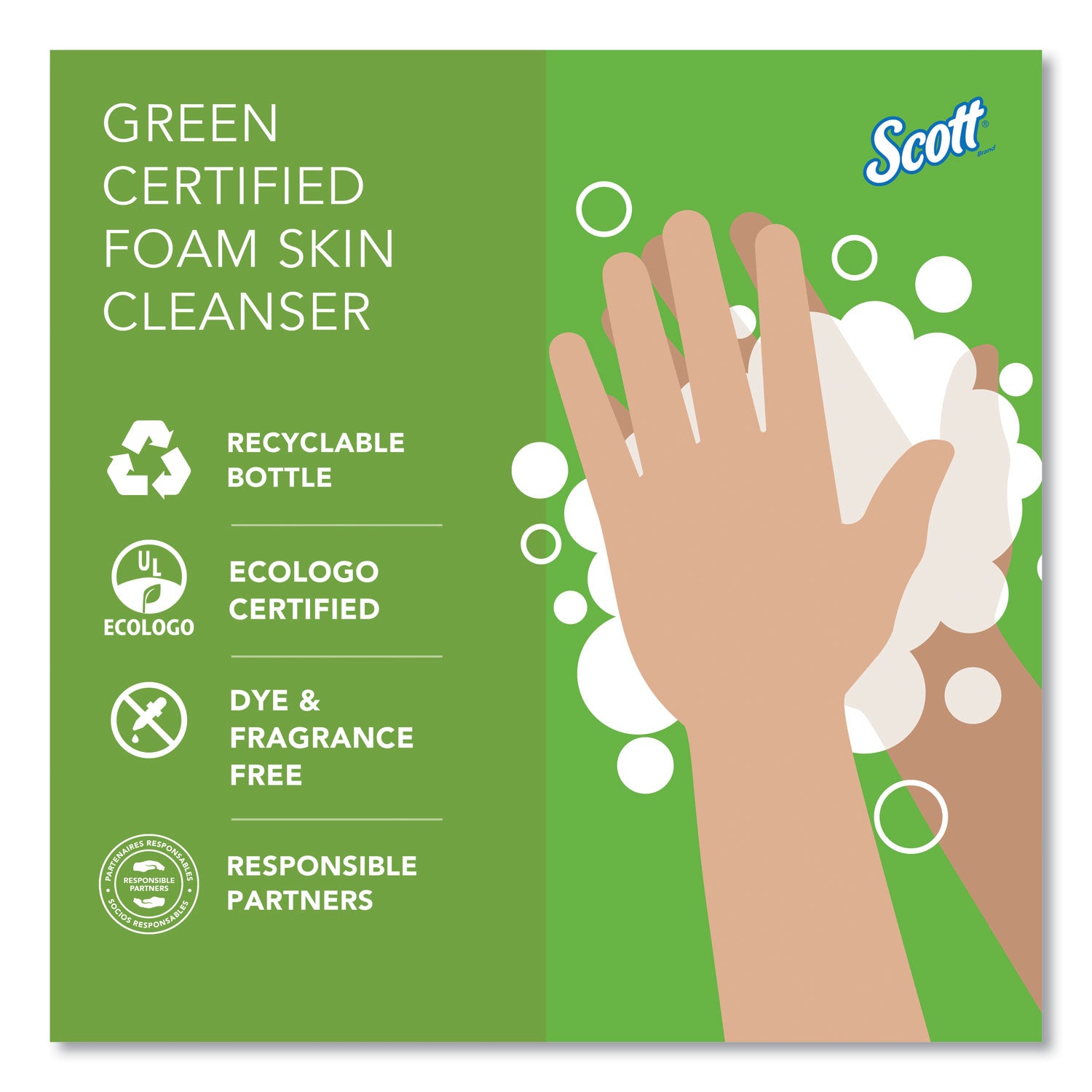 Scott® Essential Green Certified Foam Skin Cleanser, Neutral, 1,000 mL Bottle