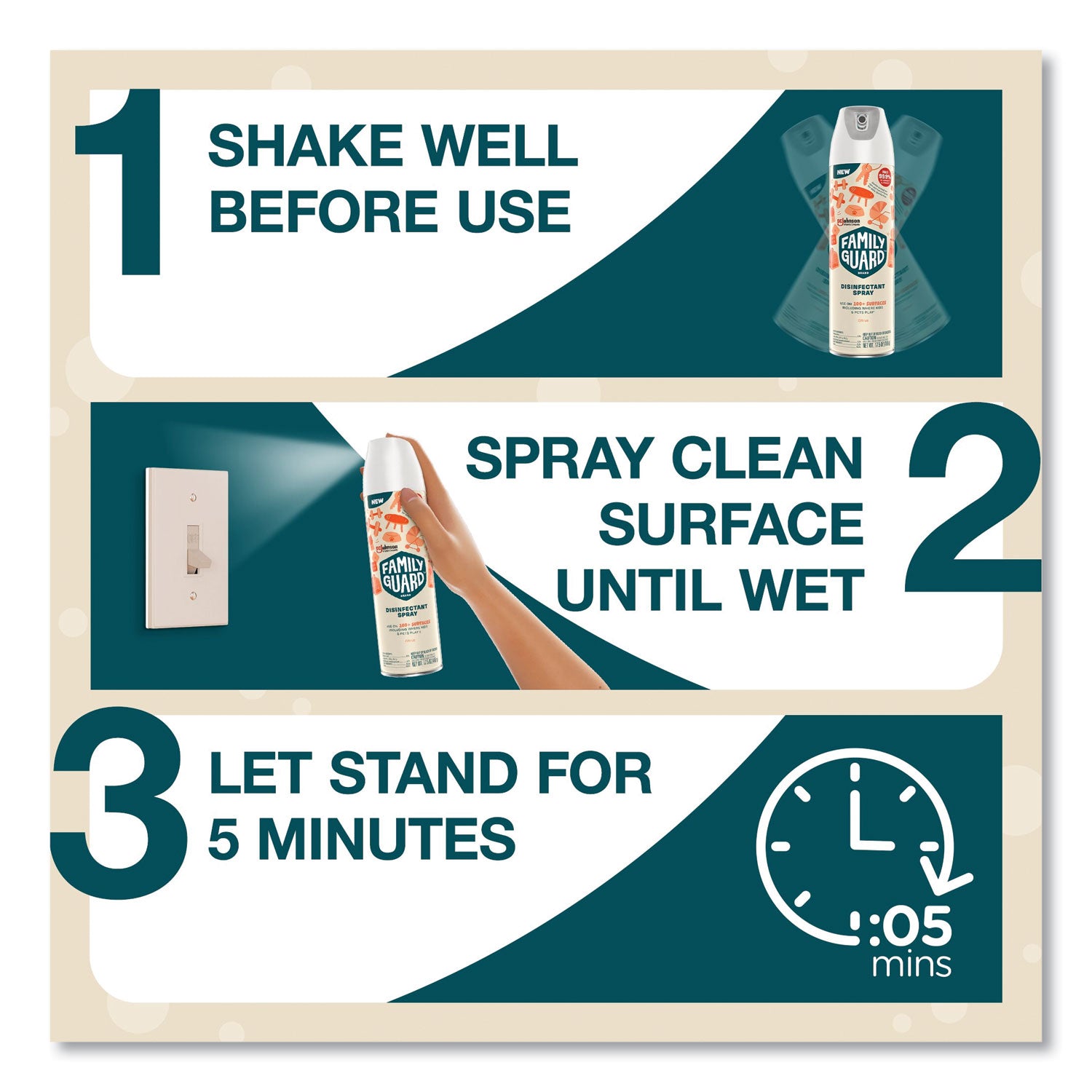 Family Guard™ Disinfectant Spray, Citrus Scent, 17.5 oz Aerosol Spray, 8/Carton