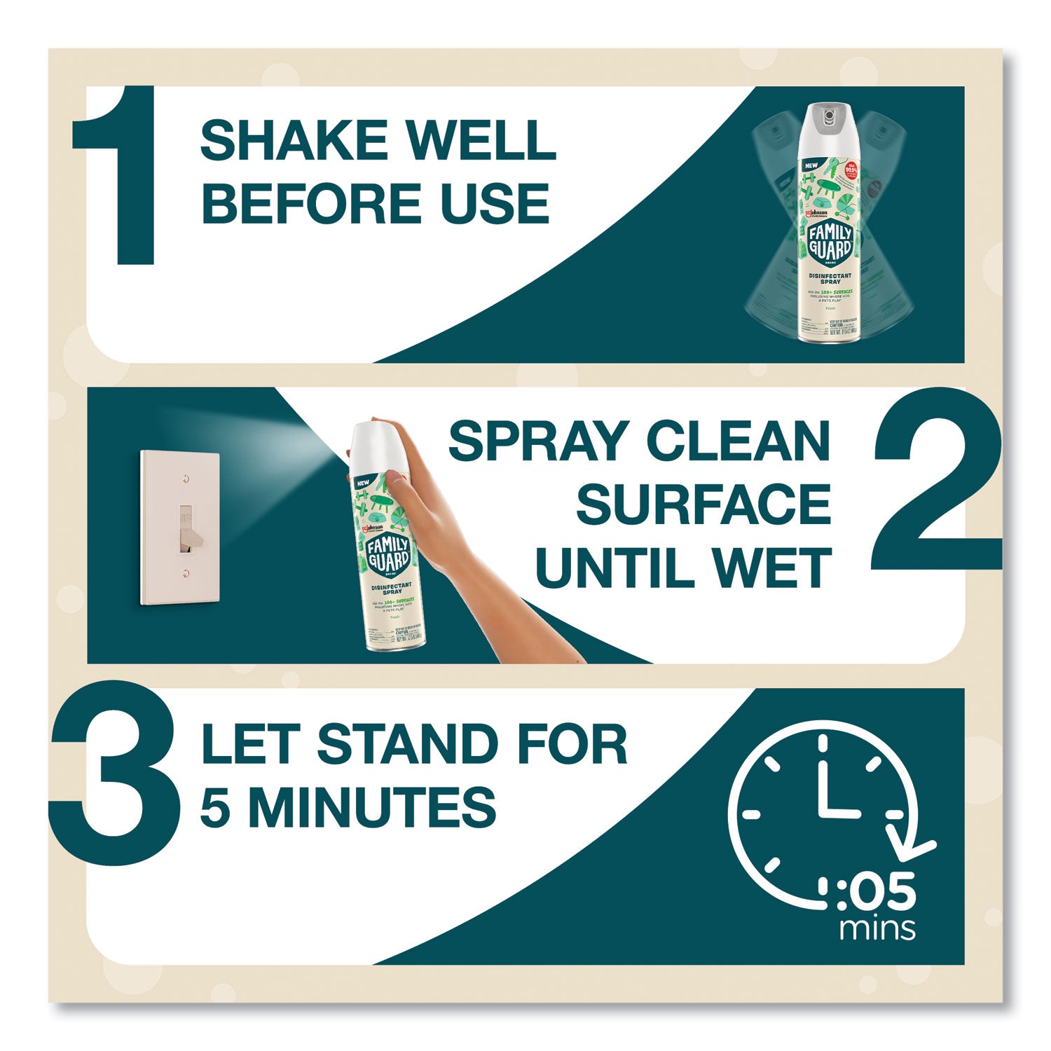 Family Guard™ Disinfectant Spray, Fresh Scent, 17.5 oz Aerosol Spray, 8/Carton