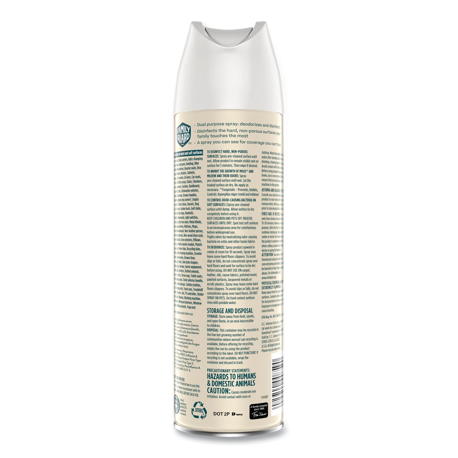 Family Guard™ Disinfectant Spray, Citrus Scent, 17.5 oz Aerosol Spray, 8/Carton