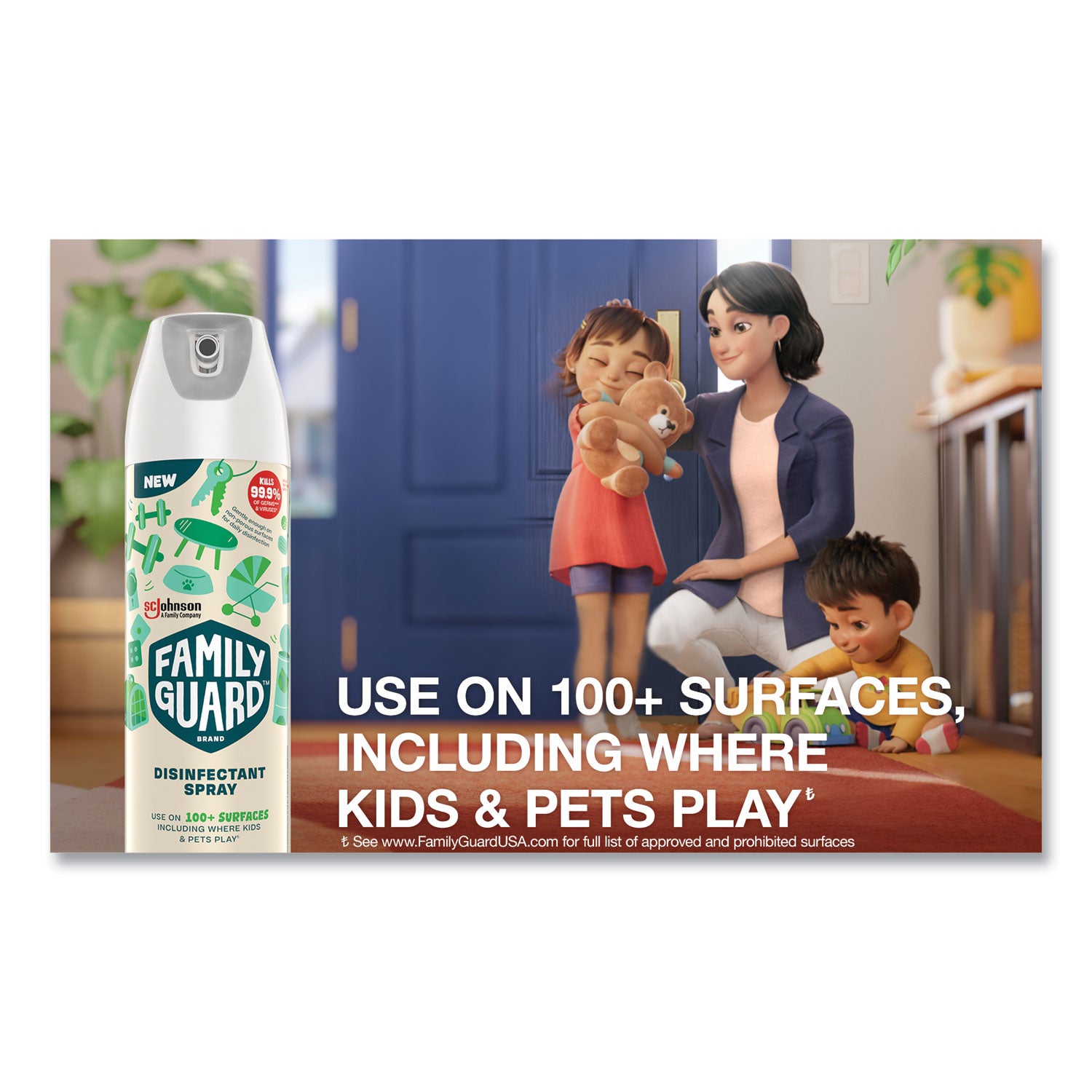 Family Guard™ Disinfectant Spray, Fresh Scent, 17.5 oz Aerosol Spray, 8/Carton