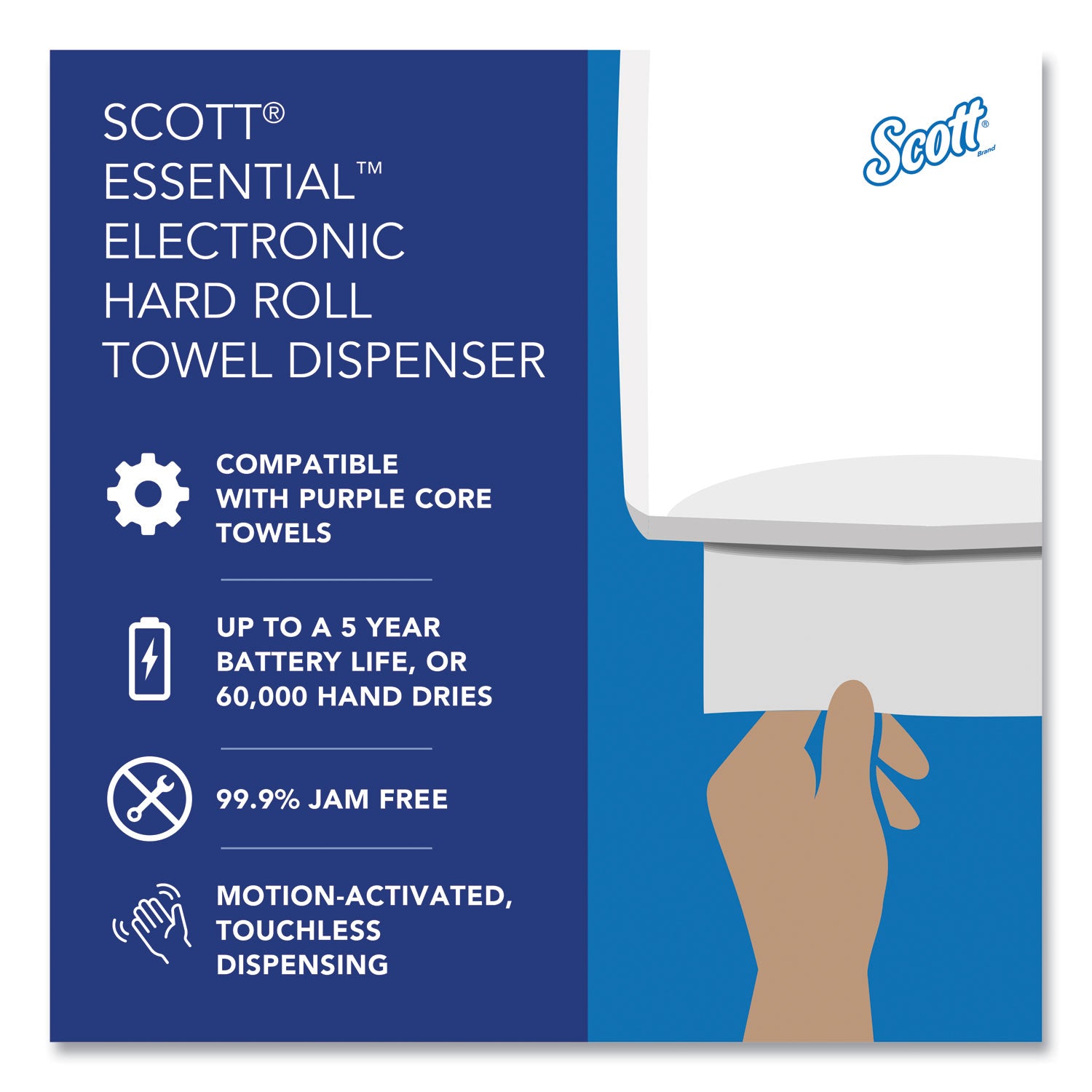 Scott® Essential Electronic Hard Roll Towel Dispenser, 12.7 x 9.57 x 15.76, White