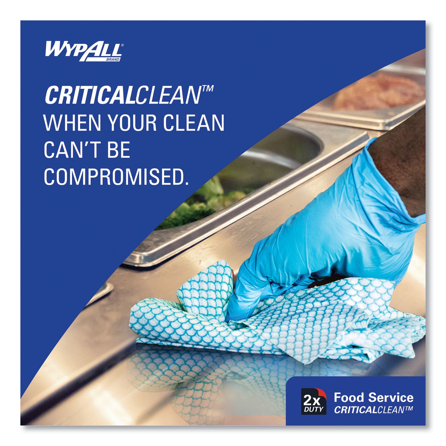 WypAll® Heavy-Duty Foodservice Cloths, 12.5 x 23.5, Blue, 100/Carton