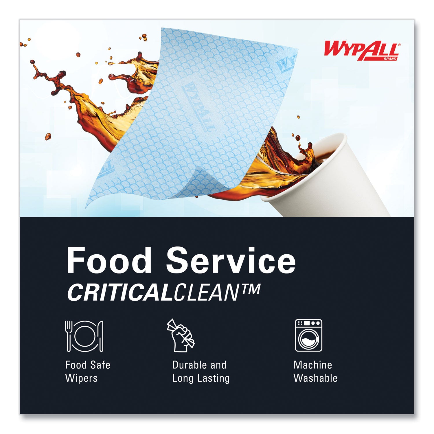 WypAll® Heavy-Duty Foodservice Cloths, 12.5 x 23.5, Blue, 100/Carton