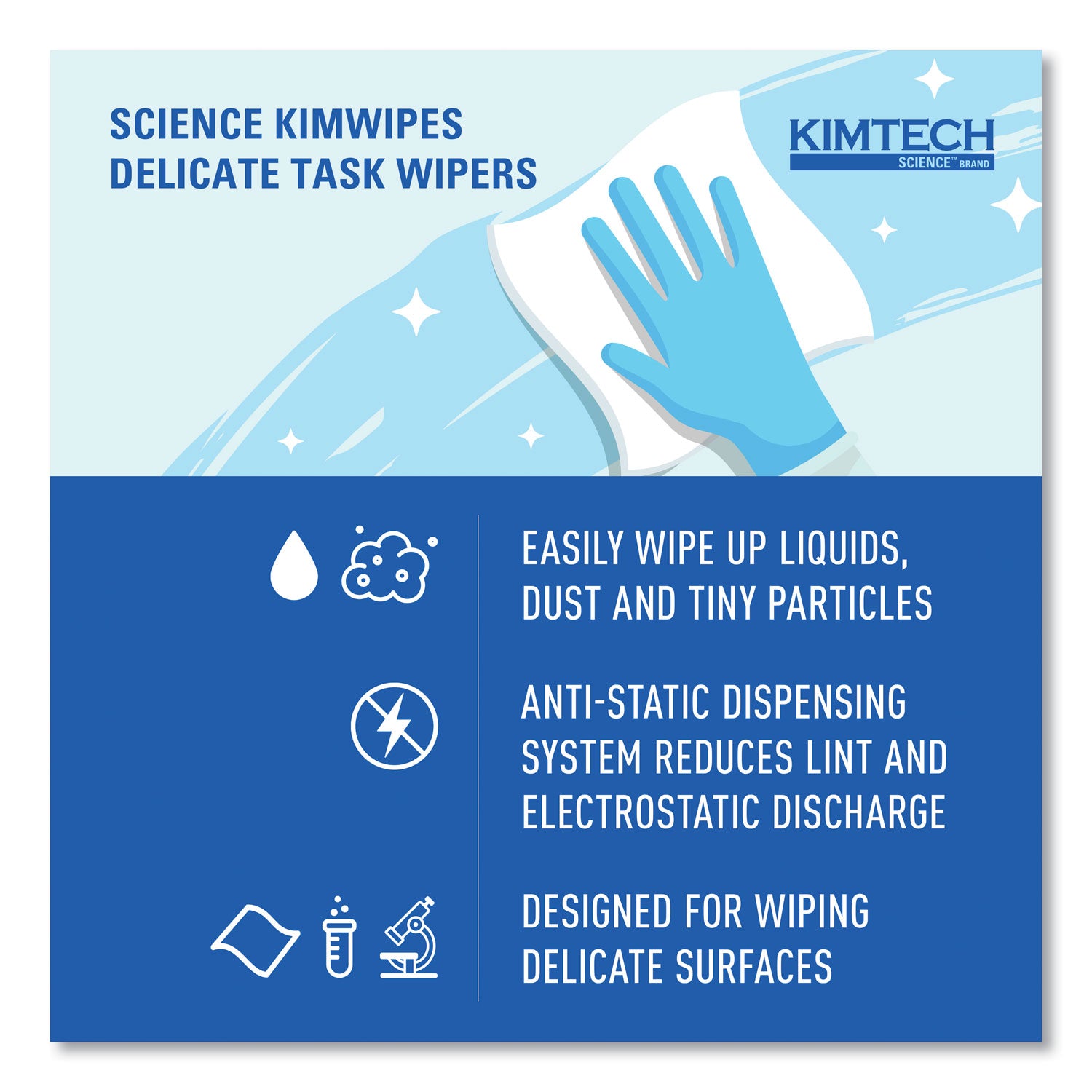 Kimtech™ Kimwipes, Delicate Task Wipers, 1-Ply, 4.4 x 8.4, Unscented, White, 286/Box