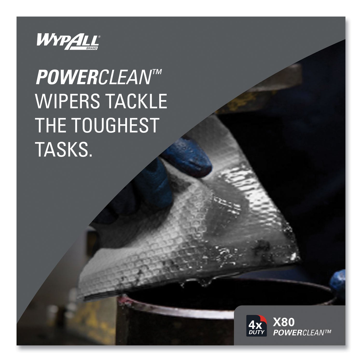 WypAll® Power Clean X80 Heavy Duty Cloths, 1/4 Fold, 12.5 x 12, White, 50/Box, 4 Boxes/Carton