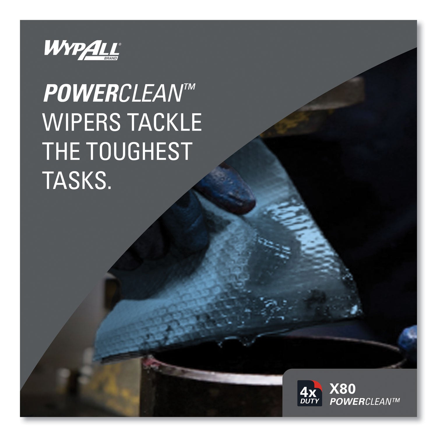 WypAll® Power Clean X80 Heavy Duty Cloths, 11.1 x 16.8, Blue, 160 Wipers/Carton