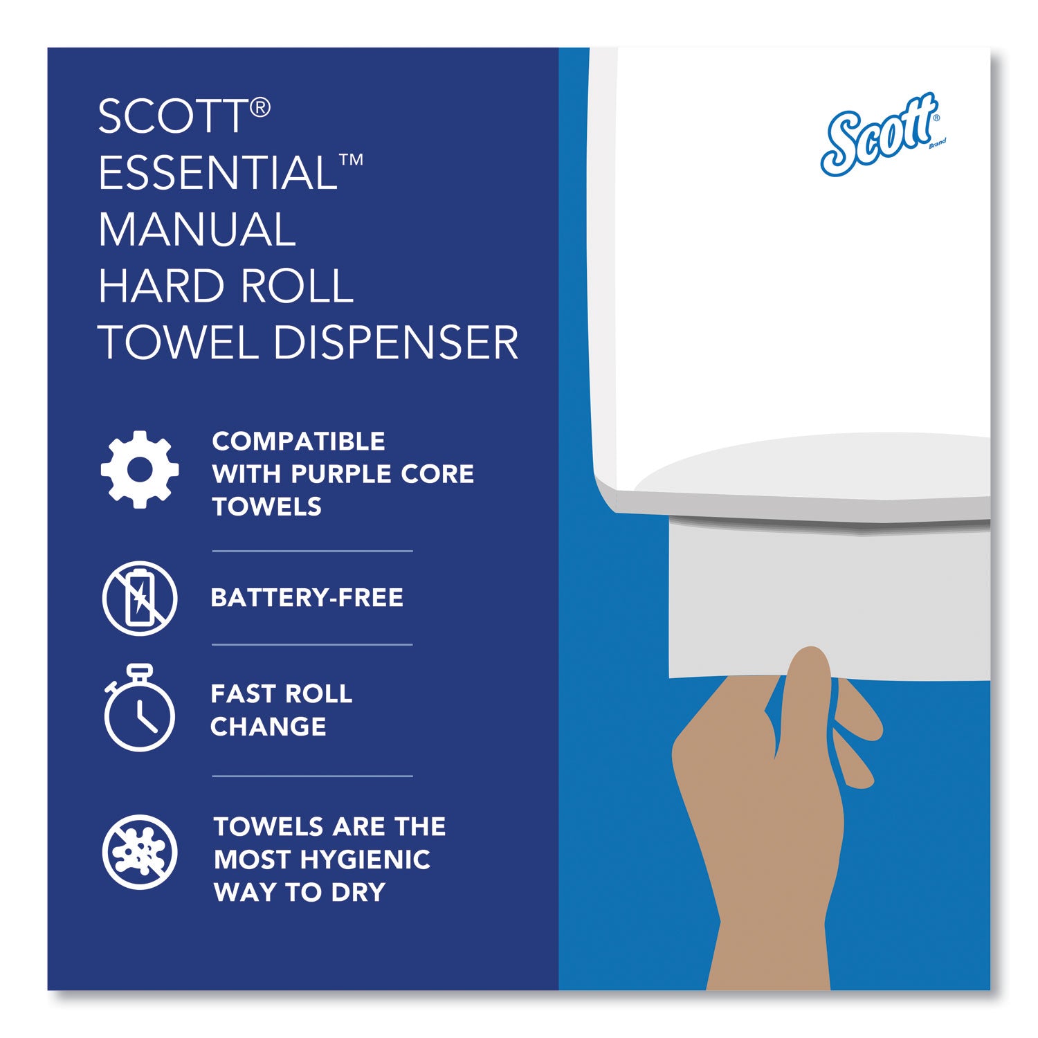 Scott® Essential Manual Hard Roll Towel Dispenser, 13.06 x 11 x 16.94, Black