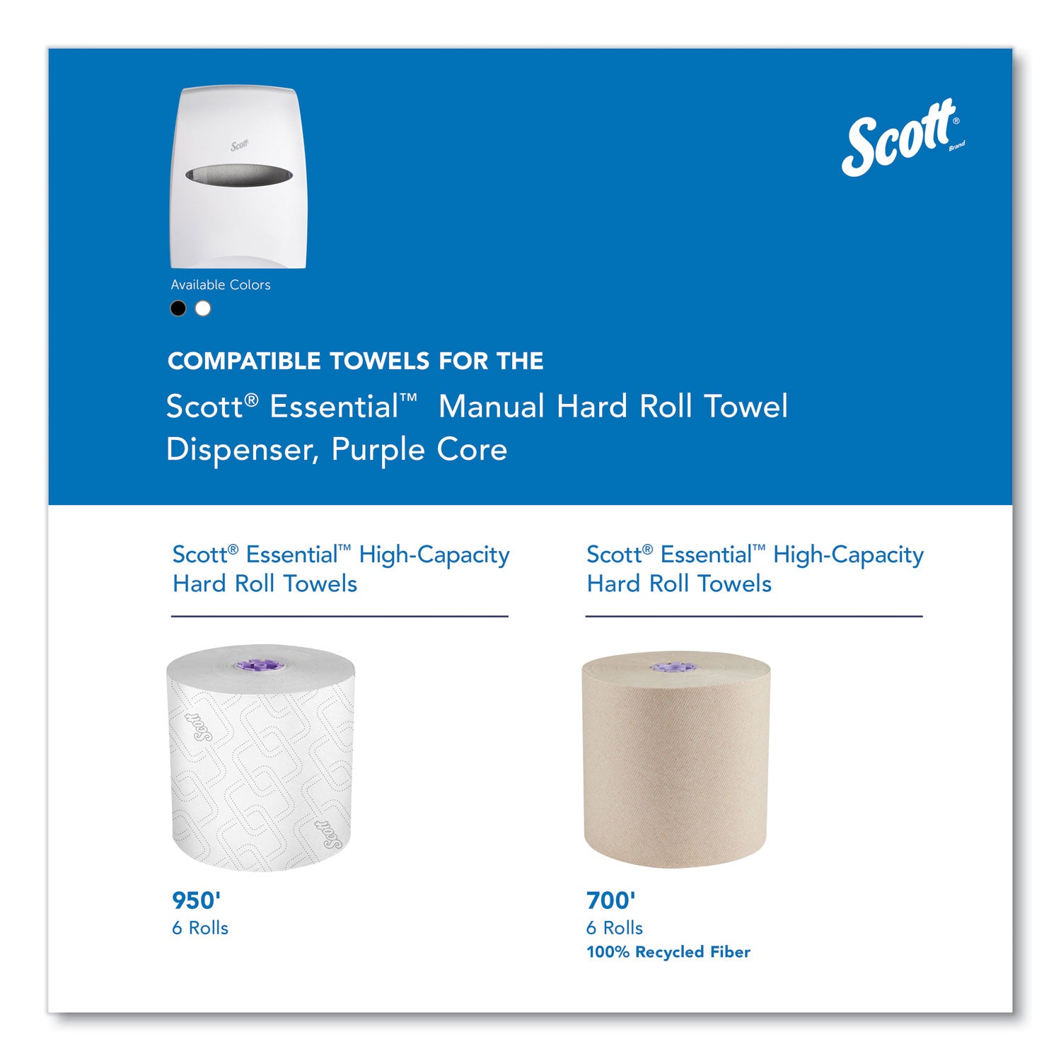 Scott® Essential Manual Hard Roll Towel Dispenser, 13.06 x 11 x 16.94, White