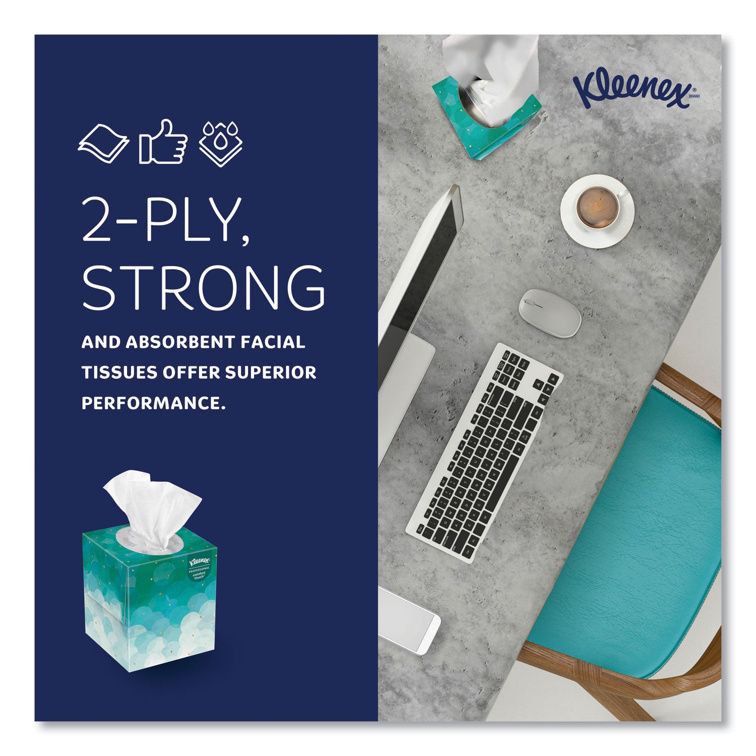 Kleenex® Boutique White Facial Tissue for Business, Pop-Up Box, 2-Ply, 90 Sheets/Box, 36 Boxes/Carton