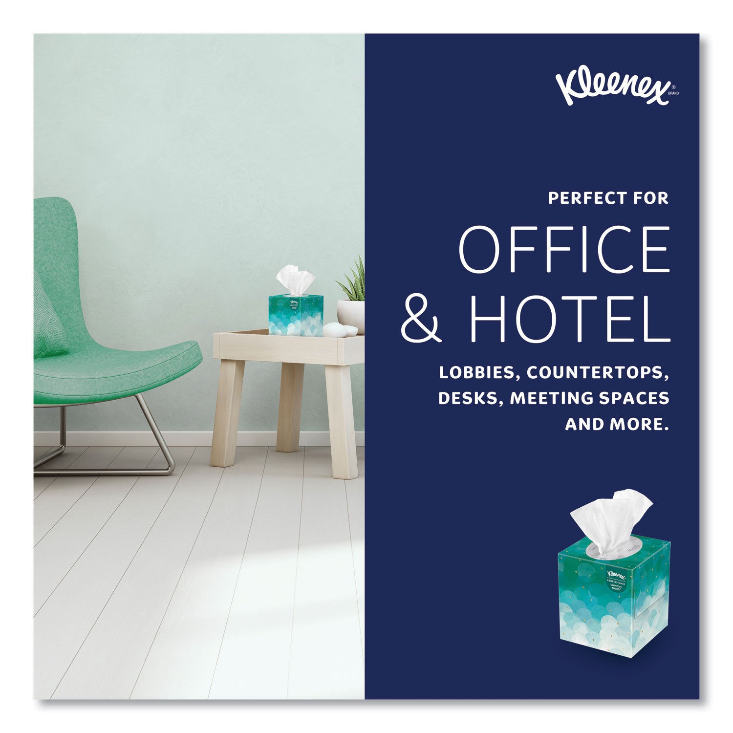 Kleenex® Boutique White Facial Tissue for Business, Pop-Up Box, 2-Ply, 90 Sheets/Box, 36 Boxes/Carton