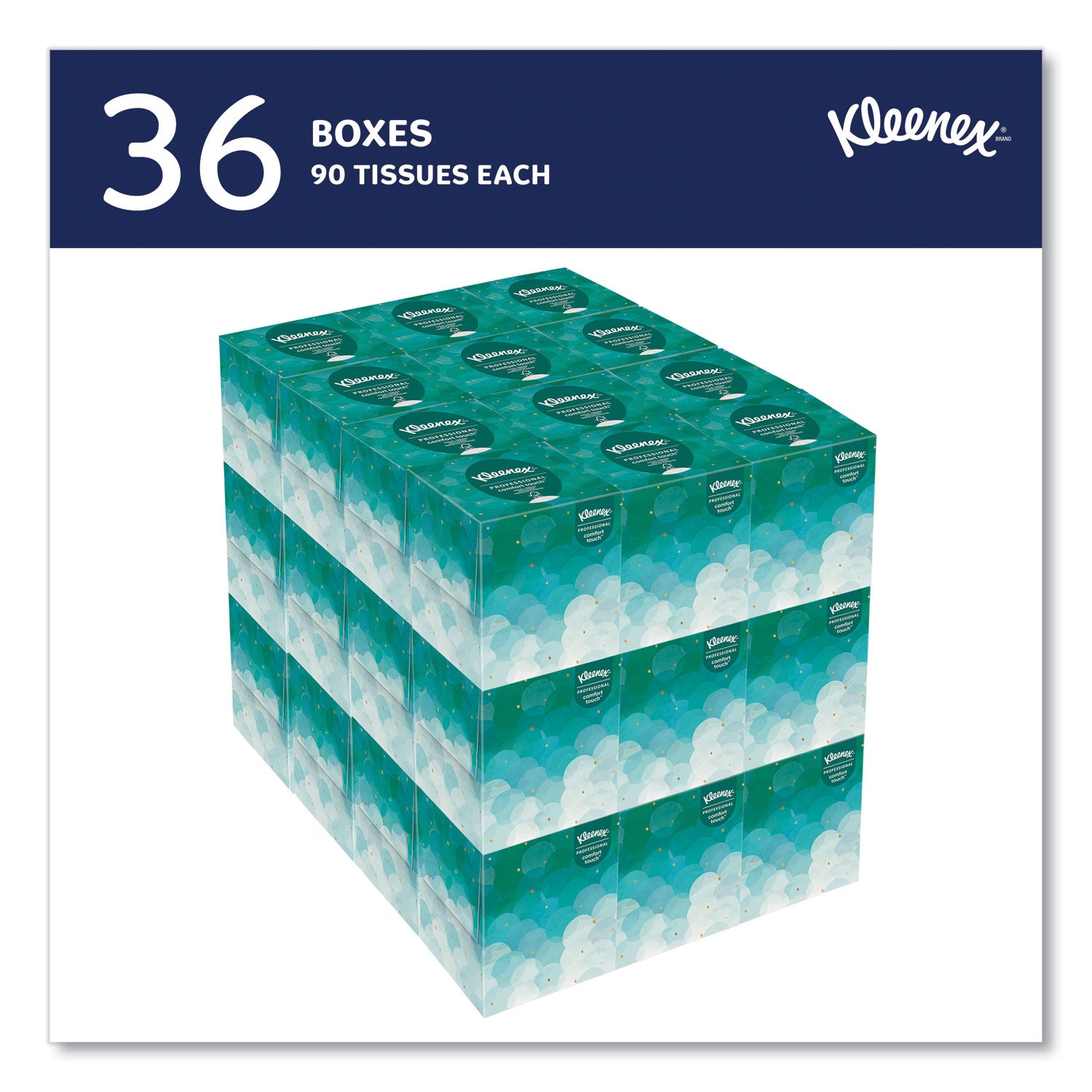 Kleenex® Boutique White Facial Tissue for Business, Pop-Up Box, 2-Ply, 90 Sheets/Box, 36 Boxes/Carton