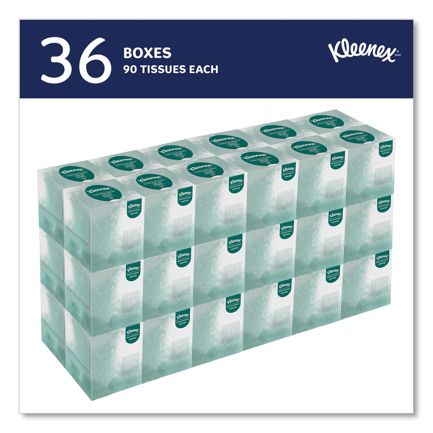 Kleenex® Naturals Facial Tissue for Business, BOUTIQUE POP-UP Box, 2-Ply, White, 90 Sheets/Box, 36 Boxes/Carton