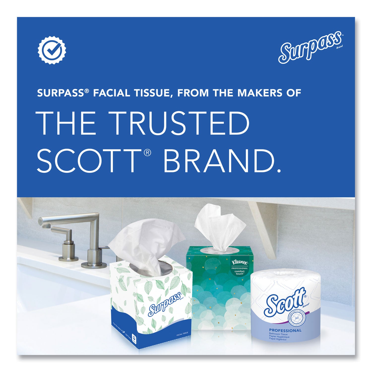 Surpass® Facial Tissue for Business, 2-Ply, White, Pop-Up Box, 90/Box, 36 Boxes/Carton