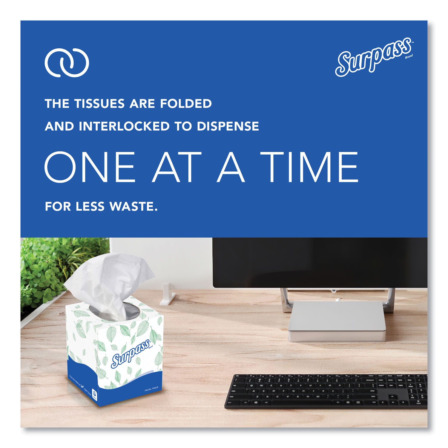 Surpass® Facial Tissue for Business, 2-Ply, White, Pop-Up Box, 90/Box, 36 Boxes/Carton