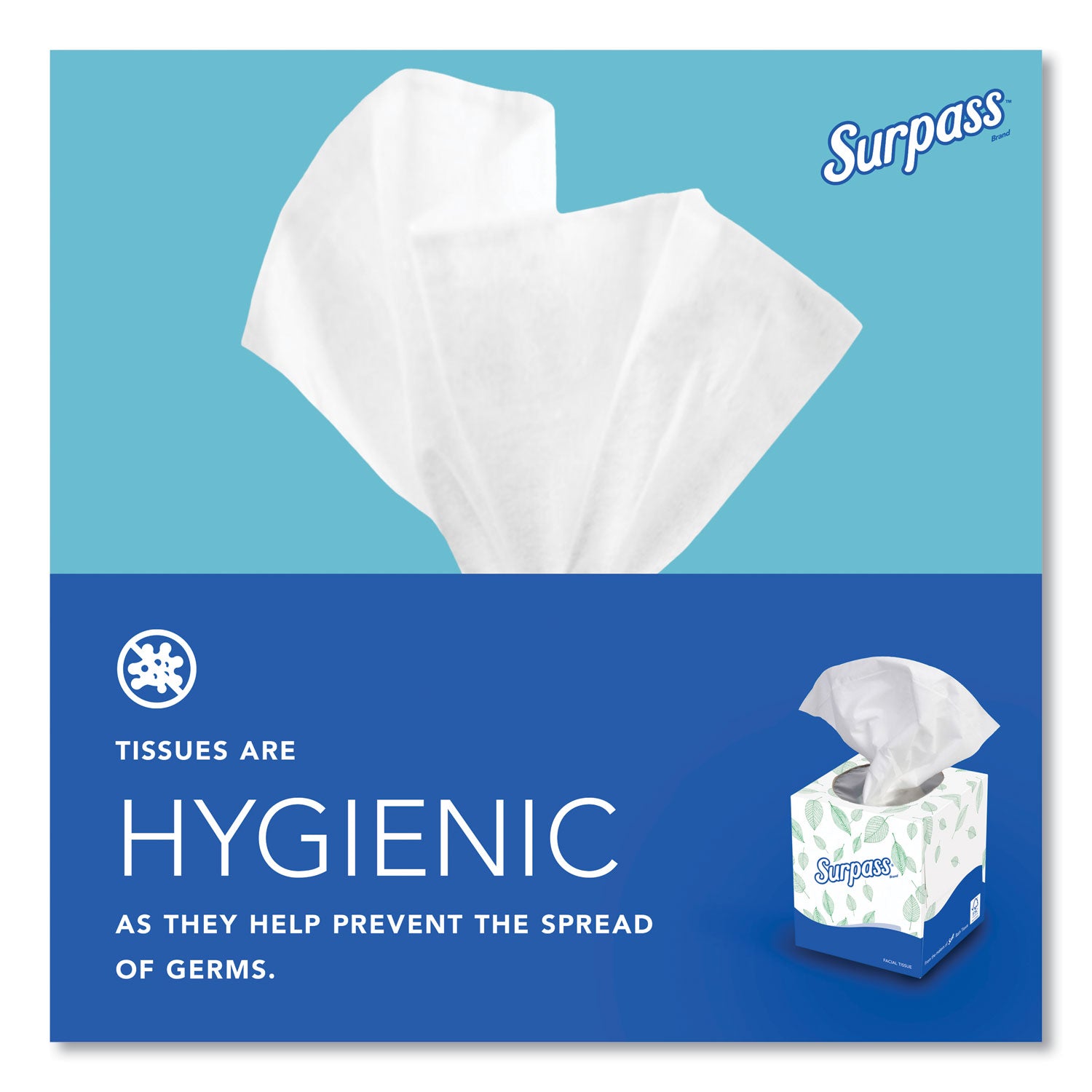 Surpass® Facial Tissue for Business, 2-Ply, White, Pop-Up Box, 90/Box, 36 Boxes/Carton