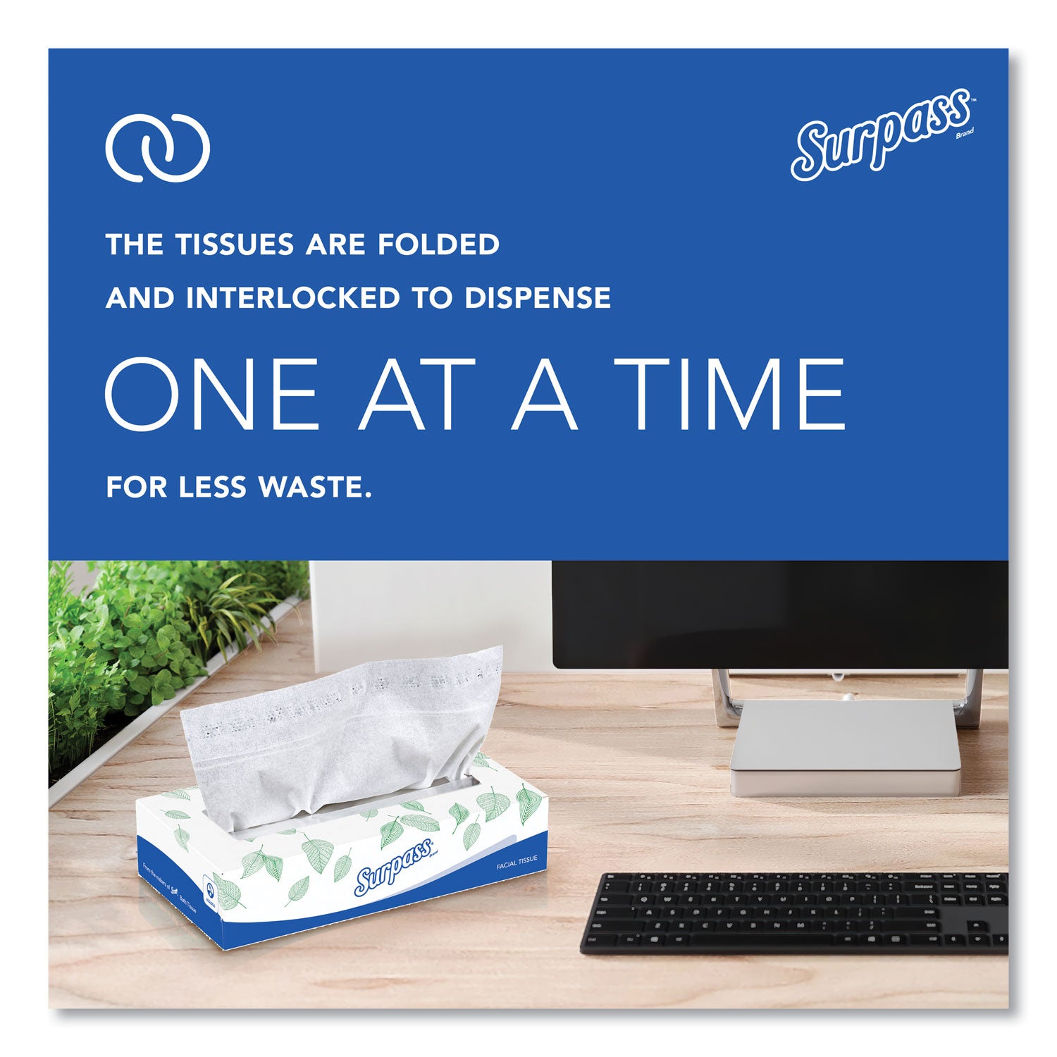 Surpass® Facial Tissue for Business, 2-Ply, White, Flat Box, 100 Sheets/Box, 30 Boxes/Carton