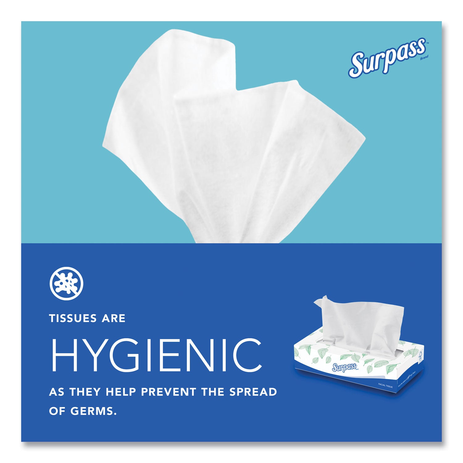 Surpass® Facial Tissue for Business, 2-Ply, White, Flat Box, 100 Sheets/Box, 30 Boxes/Carton