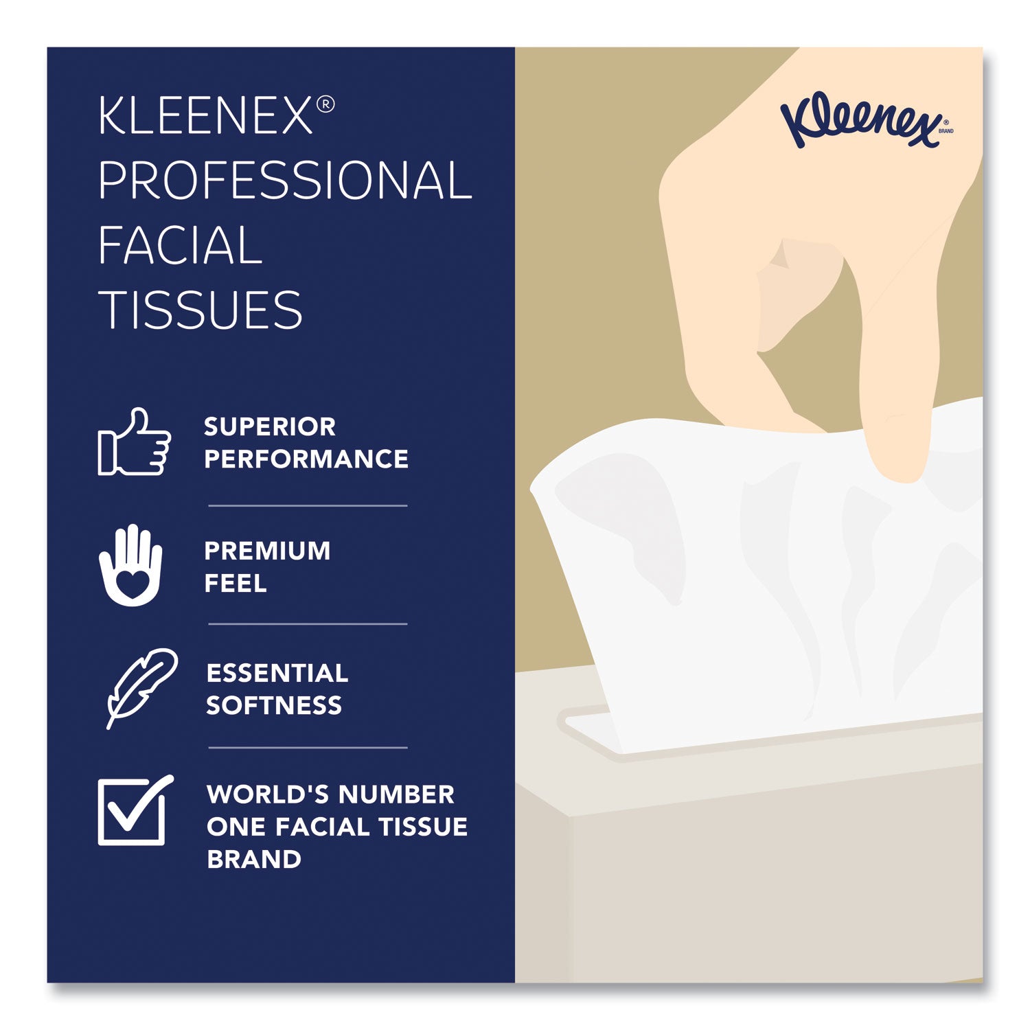 Kleenex® White Facial Tissue for Business, 2-Ply, White, Pop-Up Box, 125 Sheets/Box, 48 Boxes/Carton