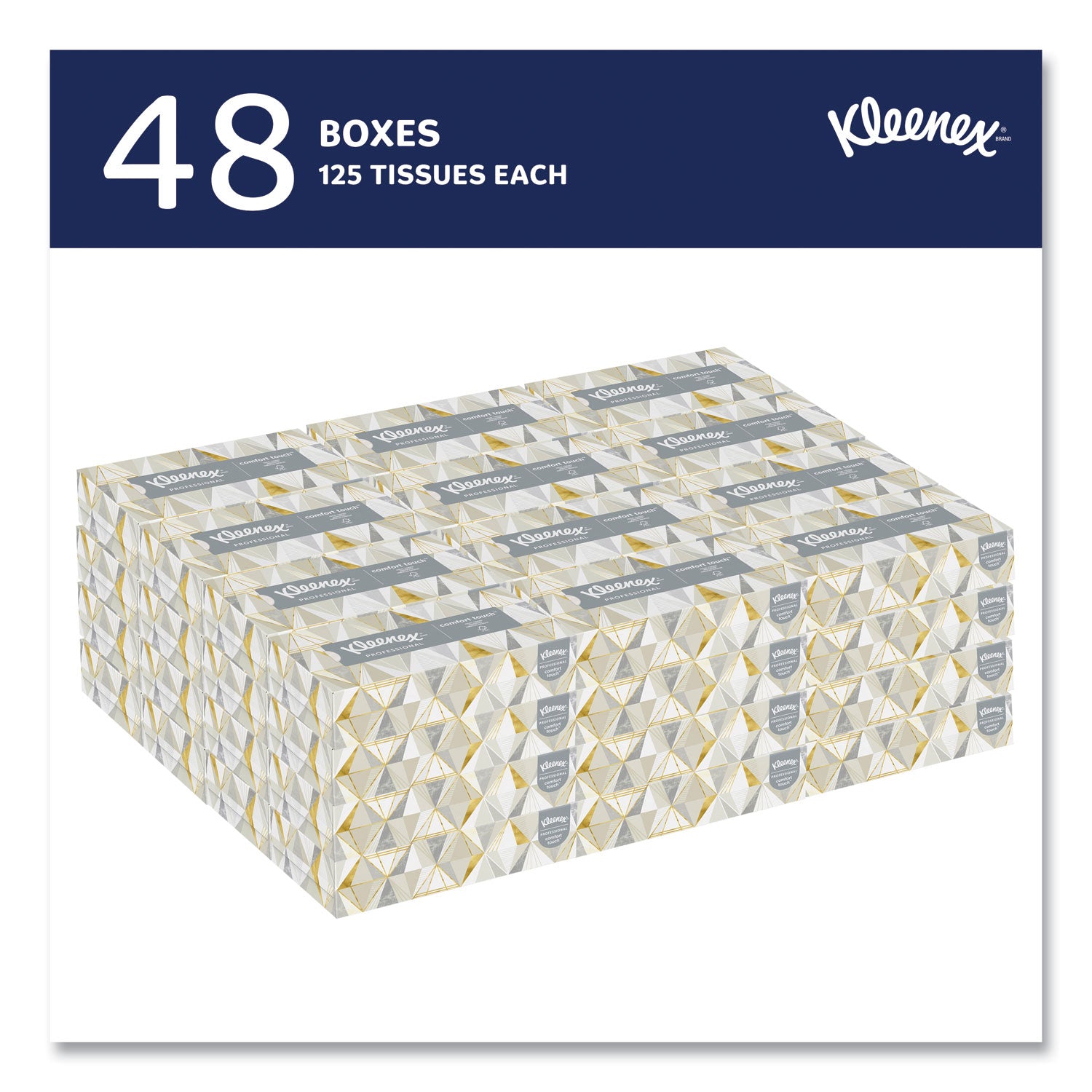 Kleenex® White Facial Tissue for Business, 2-Ply, White, Pop-Up Box, 125 Sheets/Box, 48 Boxes/Carton