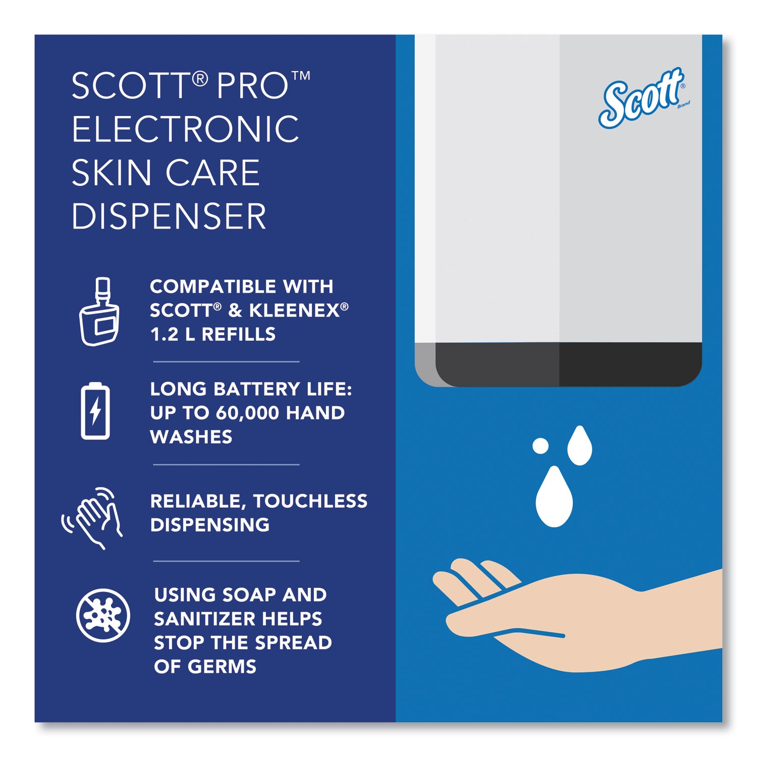 Scott® Electronic Skin Care Dispenser, 1,200 mL, 7.3 x 4 x 11.7, White