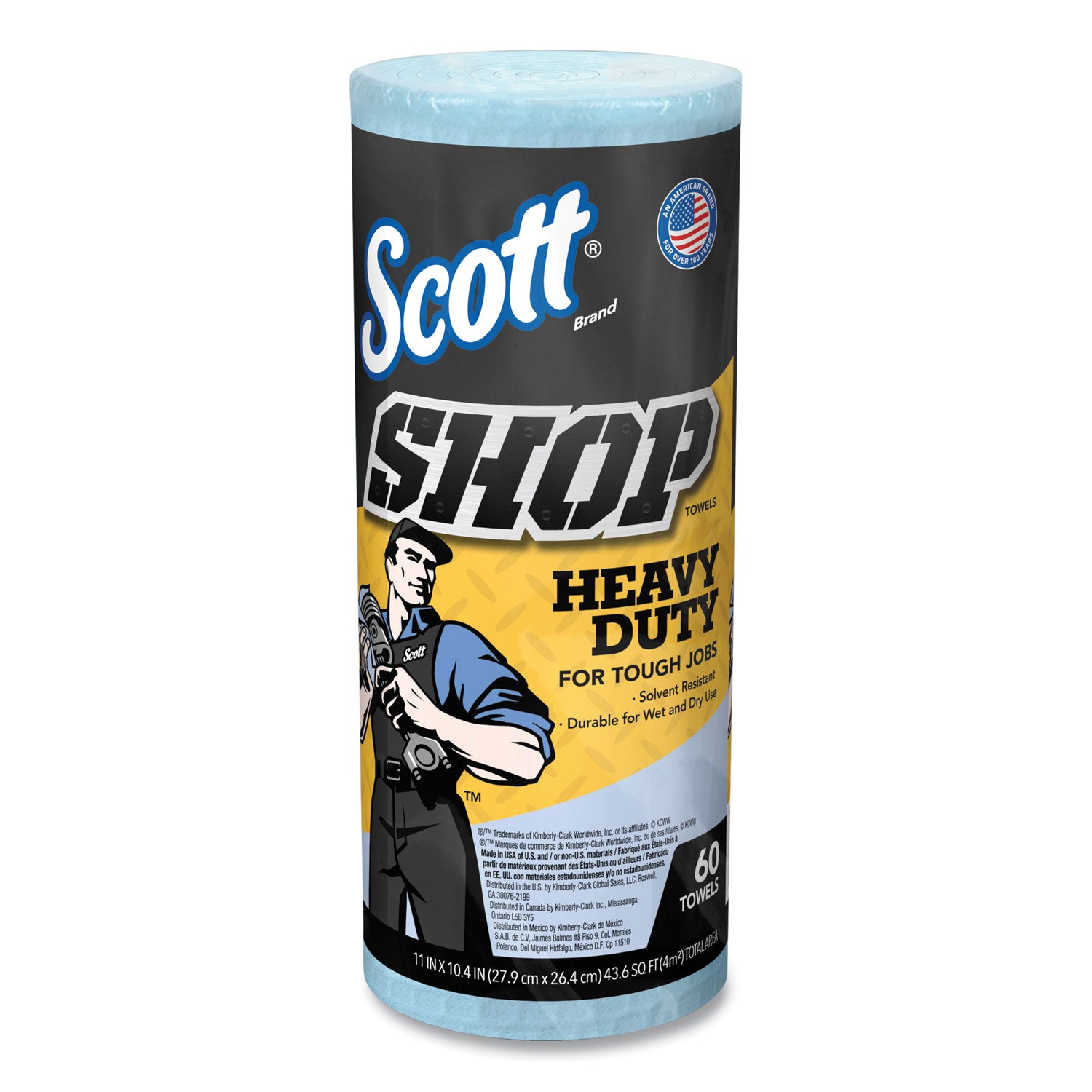 Scott® Pro Shop Towels, Heavy Duty, 1-Ply, 10.4 x 11, Blue, 12 Rolls/Carton