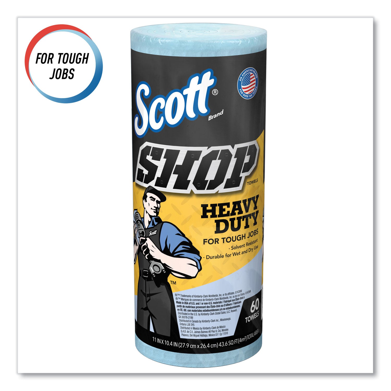 Scott® Pro Shop Towels, Heavy Duty, 1-Ply, 10.4 x 11, Blue, 12 Rolls/Carton