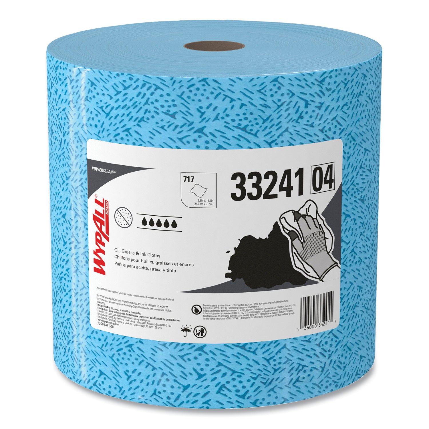 Oil, Grease and Ink Cloths, Jumbo Roll, 9.8 x 12.2, Blue, 717/Roll