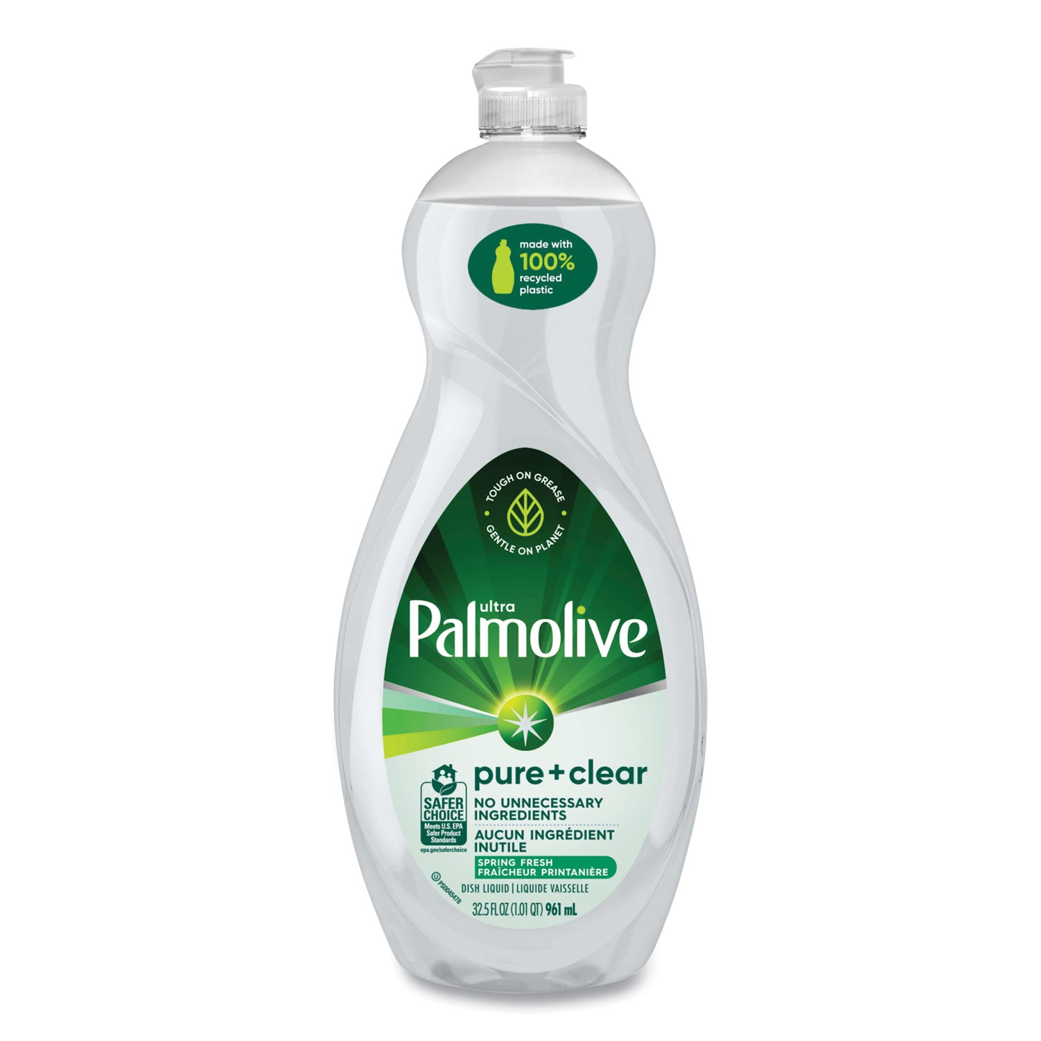 Palmolive® Pure + Clear Dishwashing Liquid, Unscented, 32.5 oz Bottle, 9/Carton